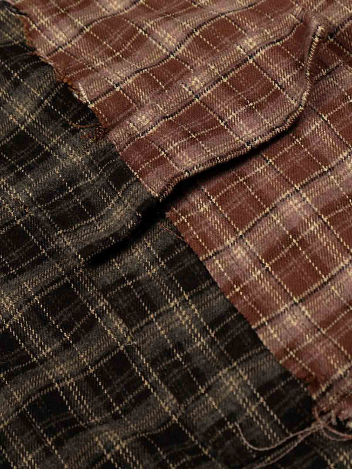 Patchwork Plaid Distressed Hem Shirt - Image 3