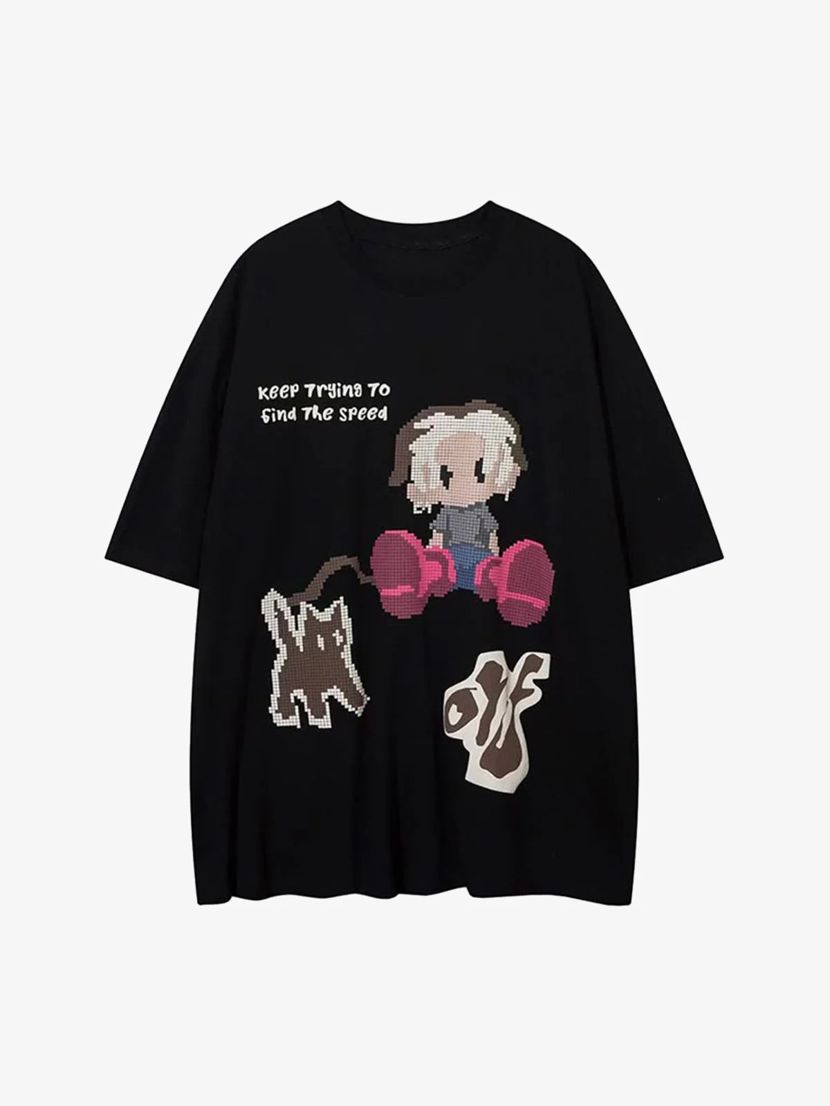 Pixel Art Cartoon Graphic T-Shirt - Image 8