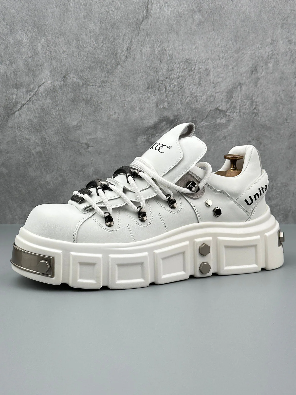 Punk Style Rivet Derby Shoes - Image 3
