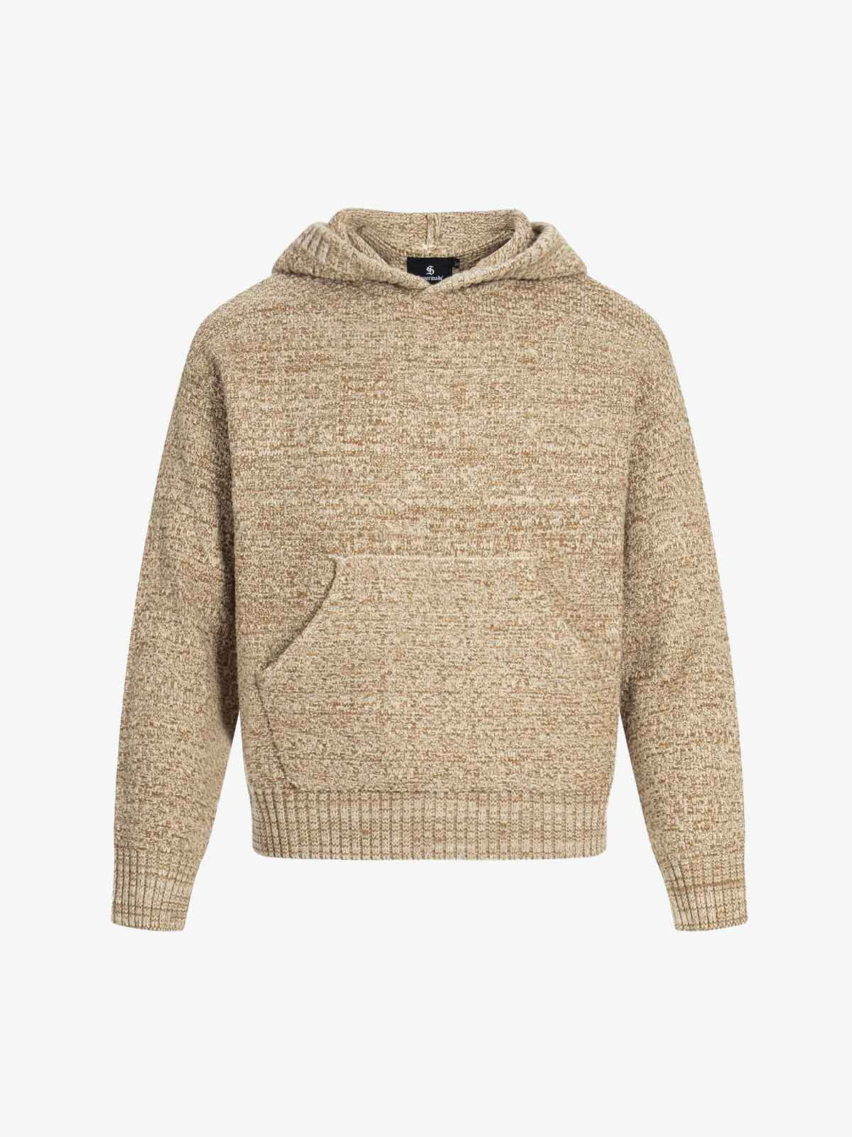 Relaxed Fit Knit Hooded Pullover Hoodie Sweater - Image 2