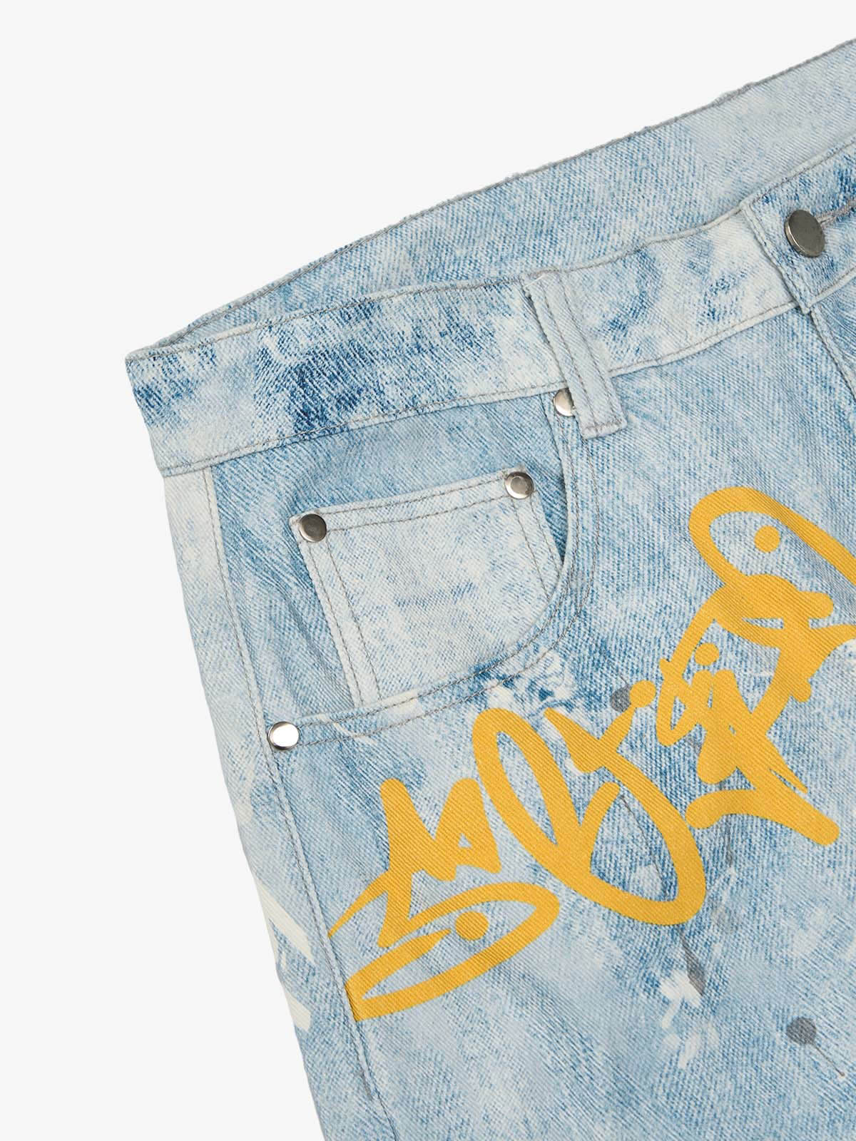 Retro Artistic Graffiti Angelic Prints Baggy Jeans - Image 8