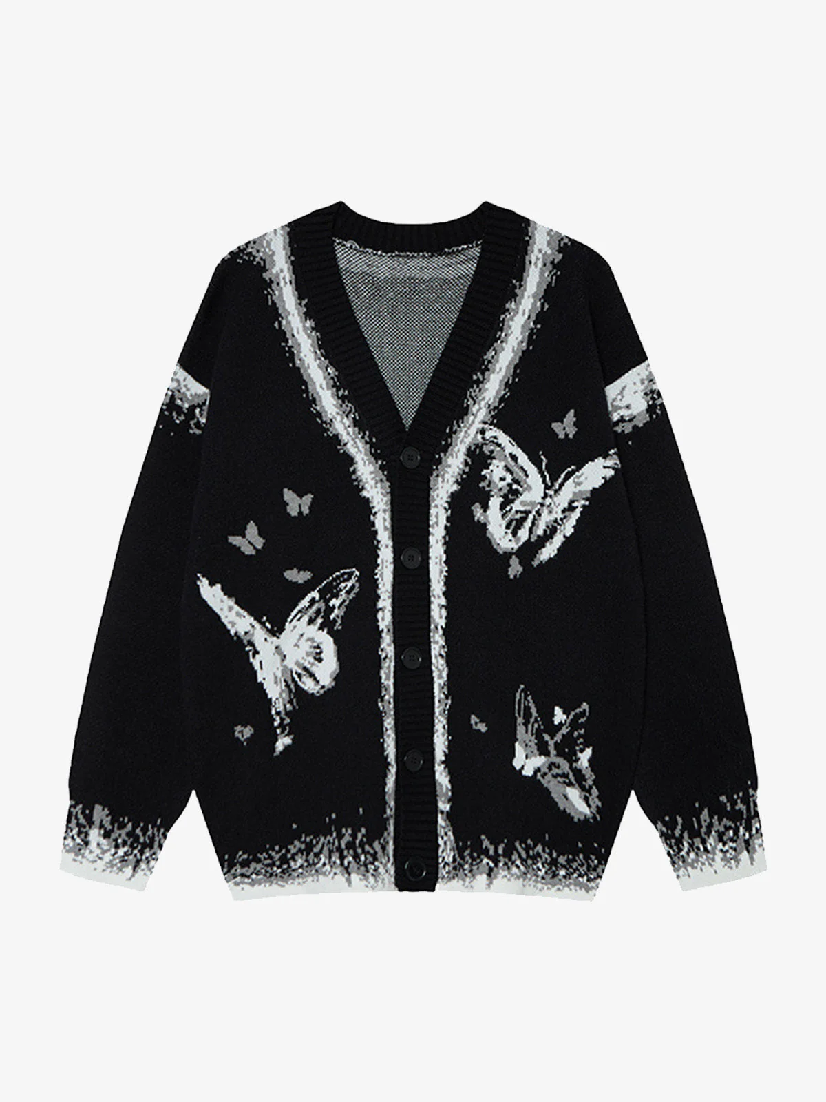 Retro Butterfly Gradient Knit Cardigan Sweater - Image 7