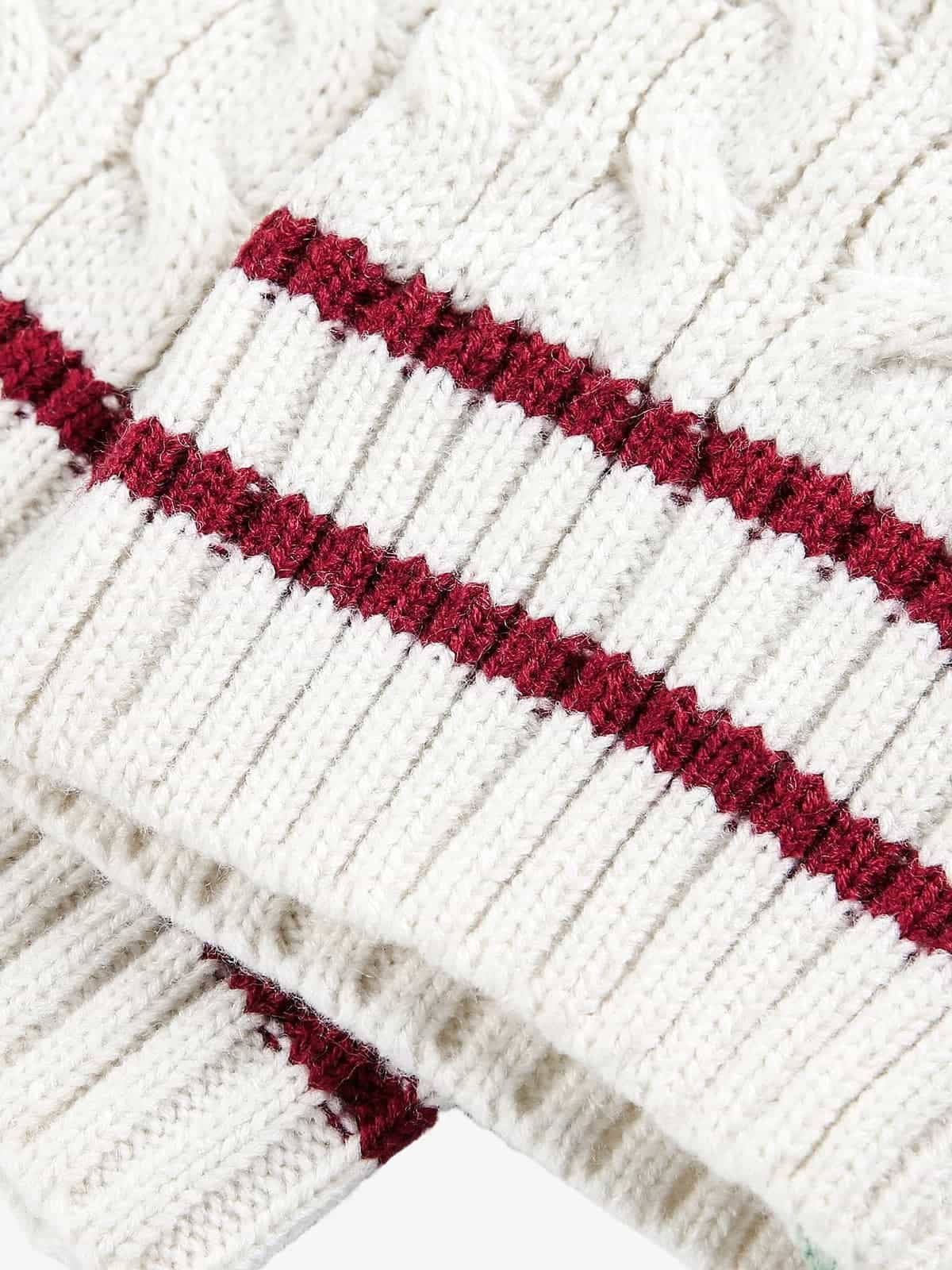 Retro Contrast Color High Neck Knitted Cardigan Sweater - Image 11