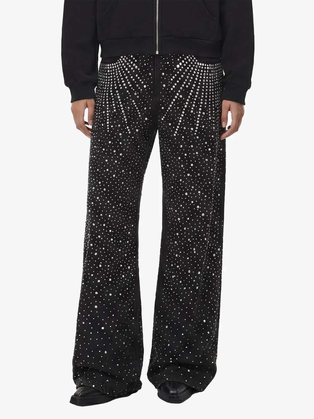 Retro Denim Full Rhinestone Design Baggy Jeans