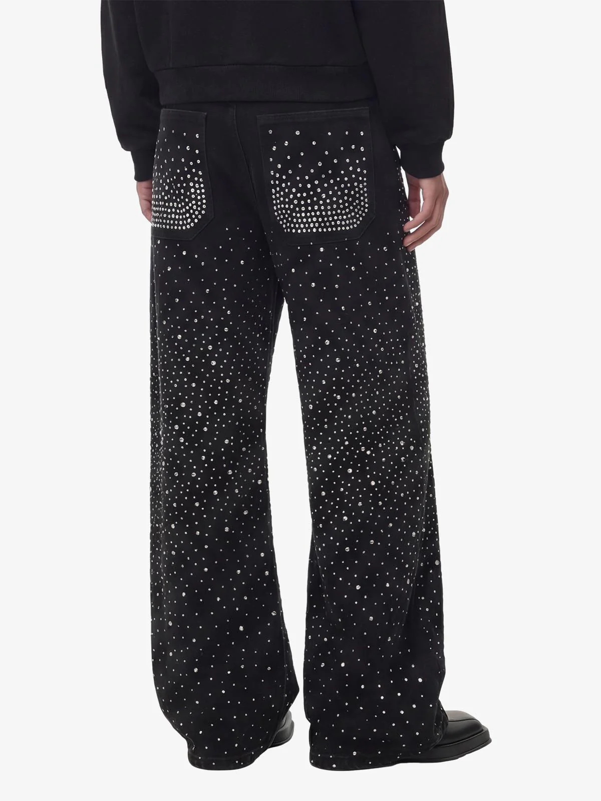 Retro Denim Full Rhinestone Design Baggy Jeans - Image 3