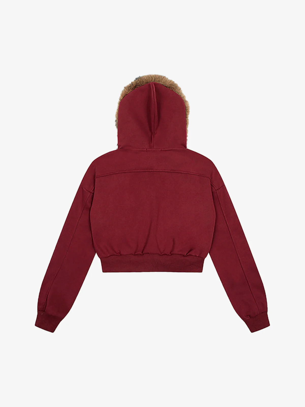 Retro Detachable Fur Collar Cropped Hooded Sweatshirt - Image 9
