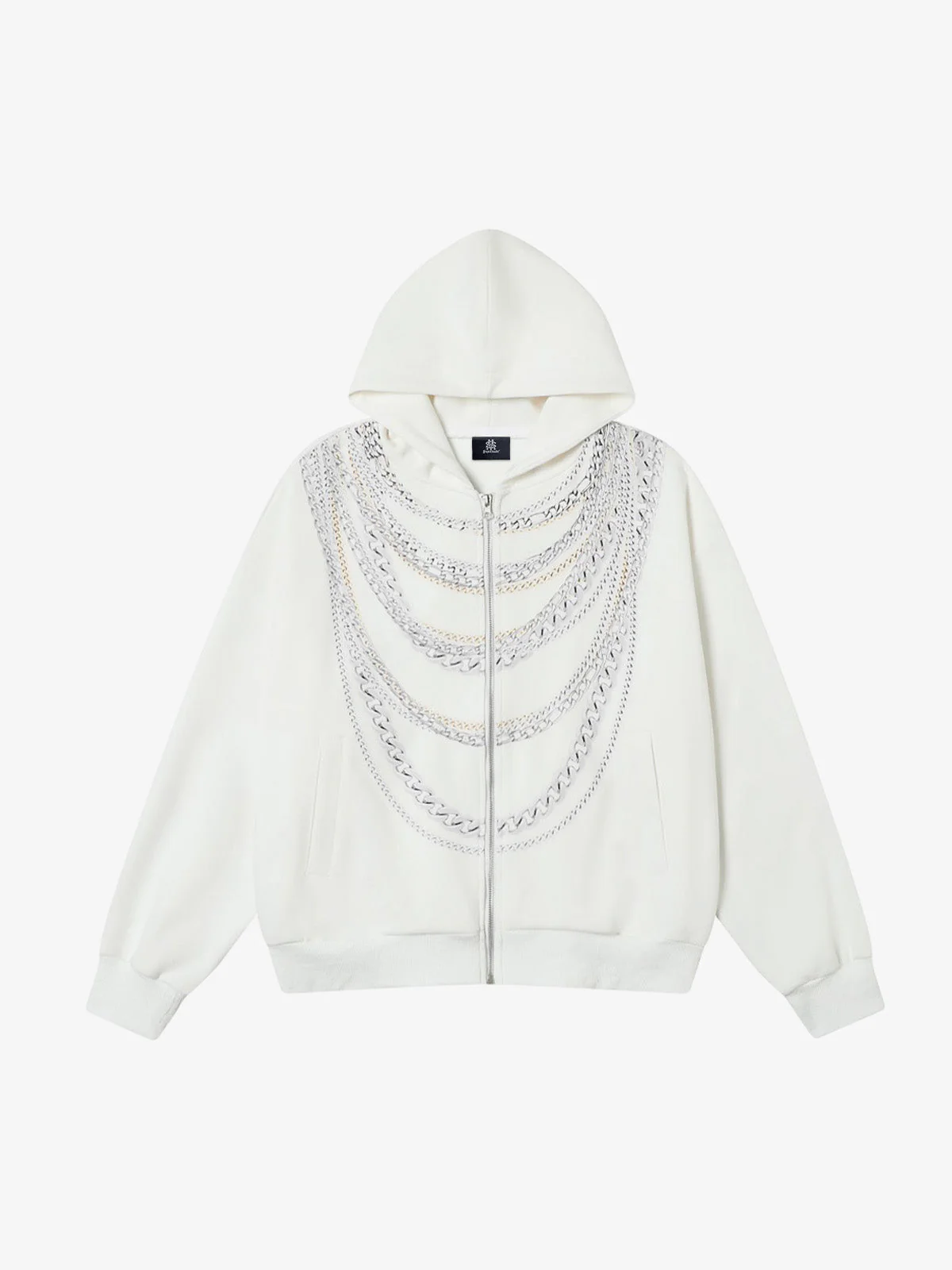 Retro Digital Chain Print Cardigan Zipper Hooded Sweatshirt - Image 7