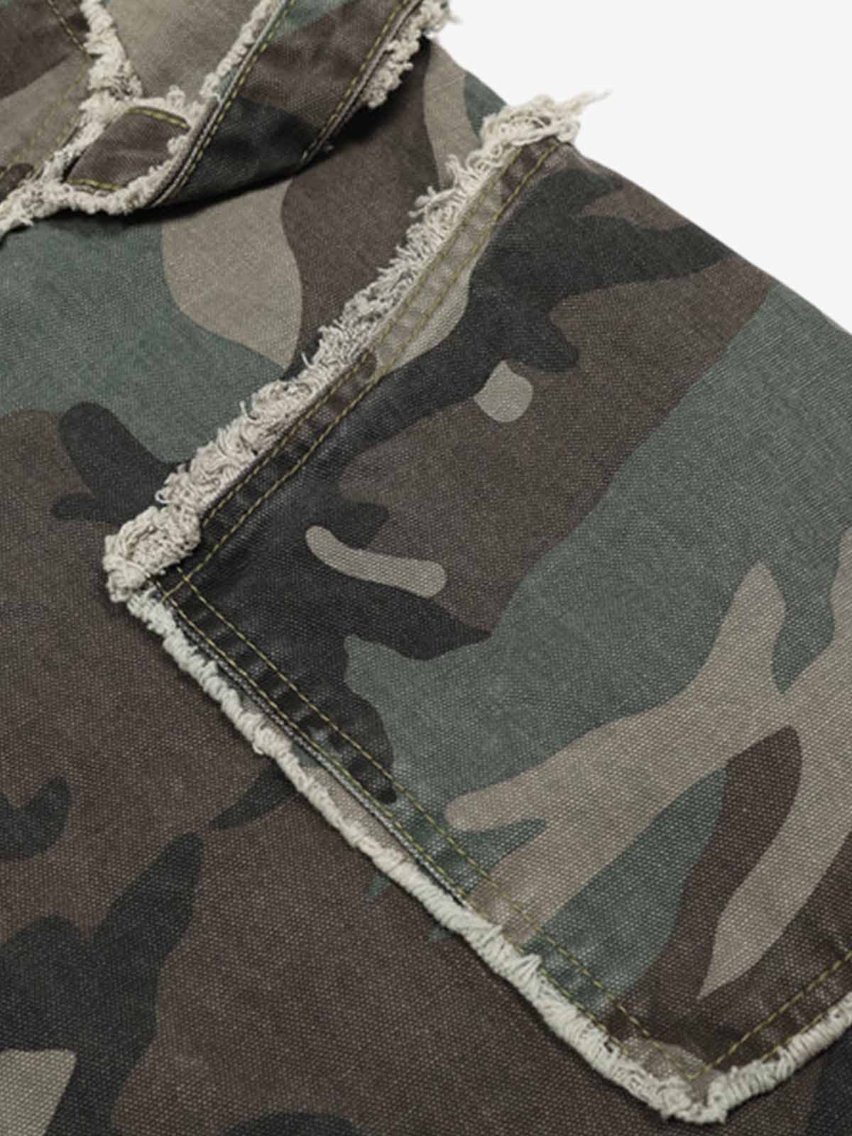 Retro Double Waist Camouflage Barrel Jeans - Image 12