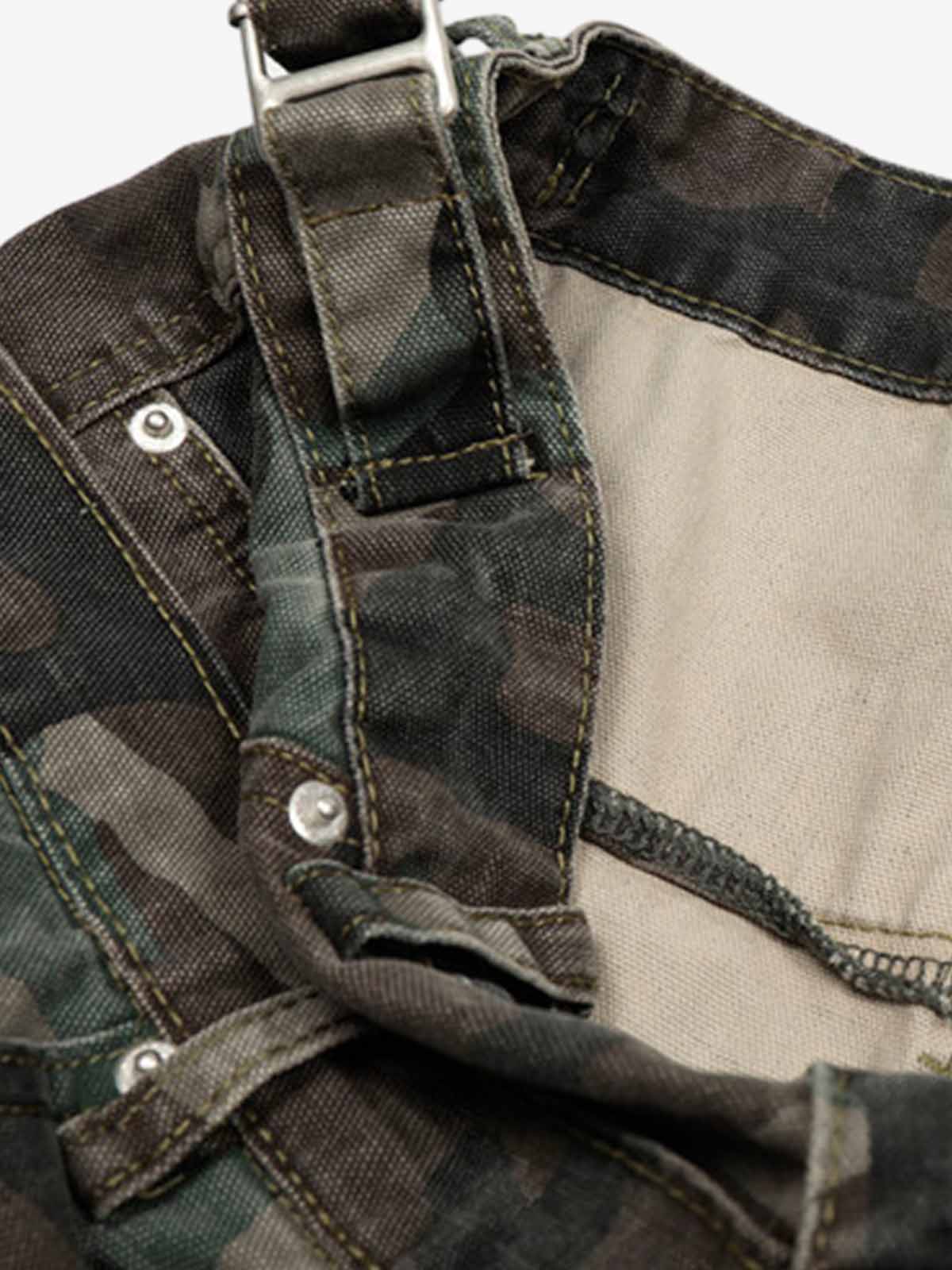 Retro Double Waist Camouflage Barrel Jeans - Image 16