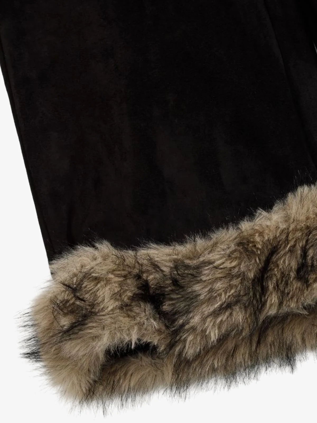 Retro Faux Fur Hem Wide-Leg Pants - Image 14