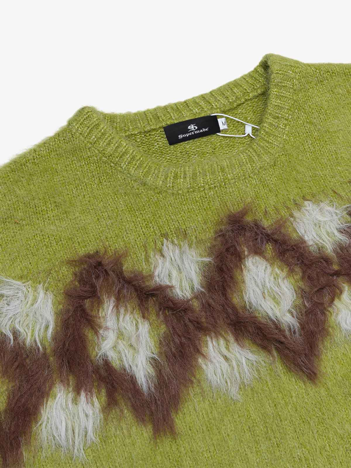 Retro Fuzzy Argyle Jacquard Knit Sweater - Image 5