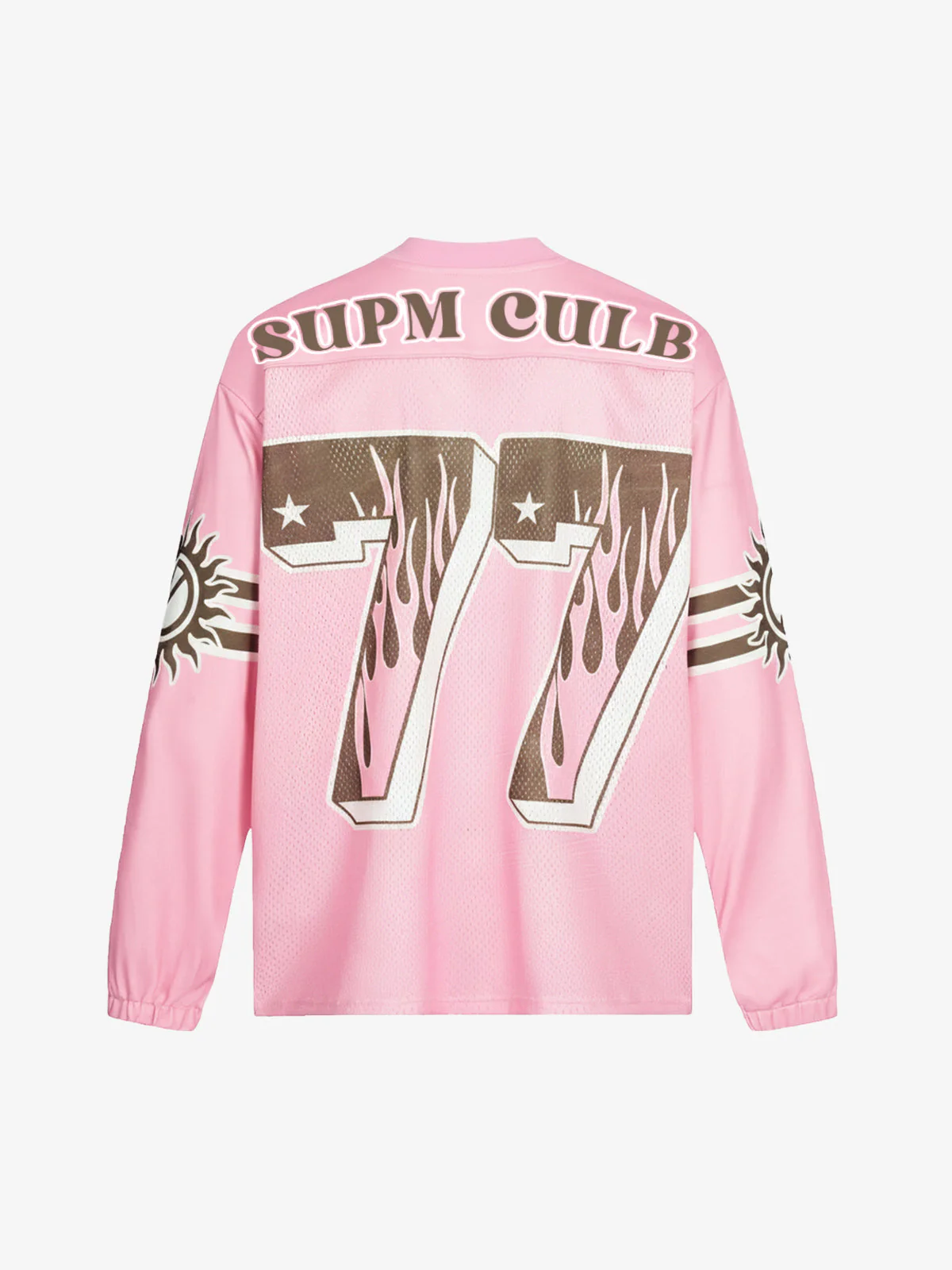 Retro Graphic Flame Number Print Long-Sleeve Jersey T-Shirt - Image 2