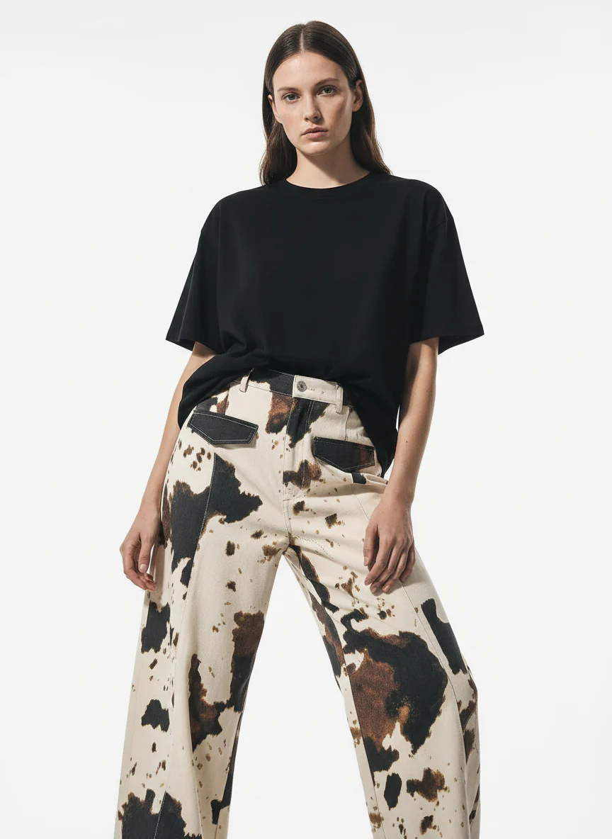 Retro Ink Splash Tie-Dye Barrel Jeans - Image 5