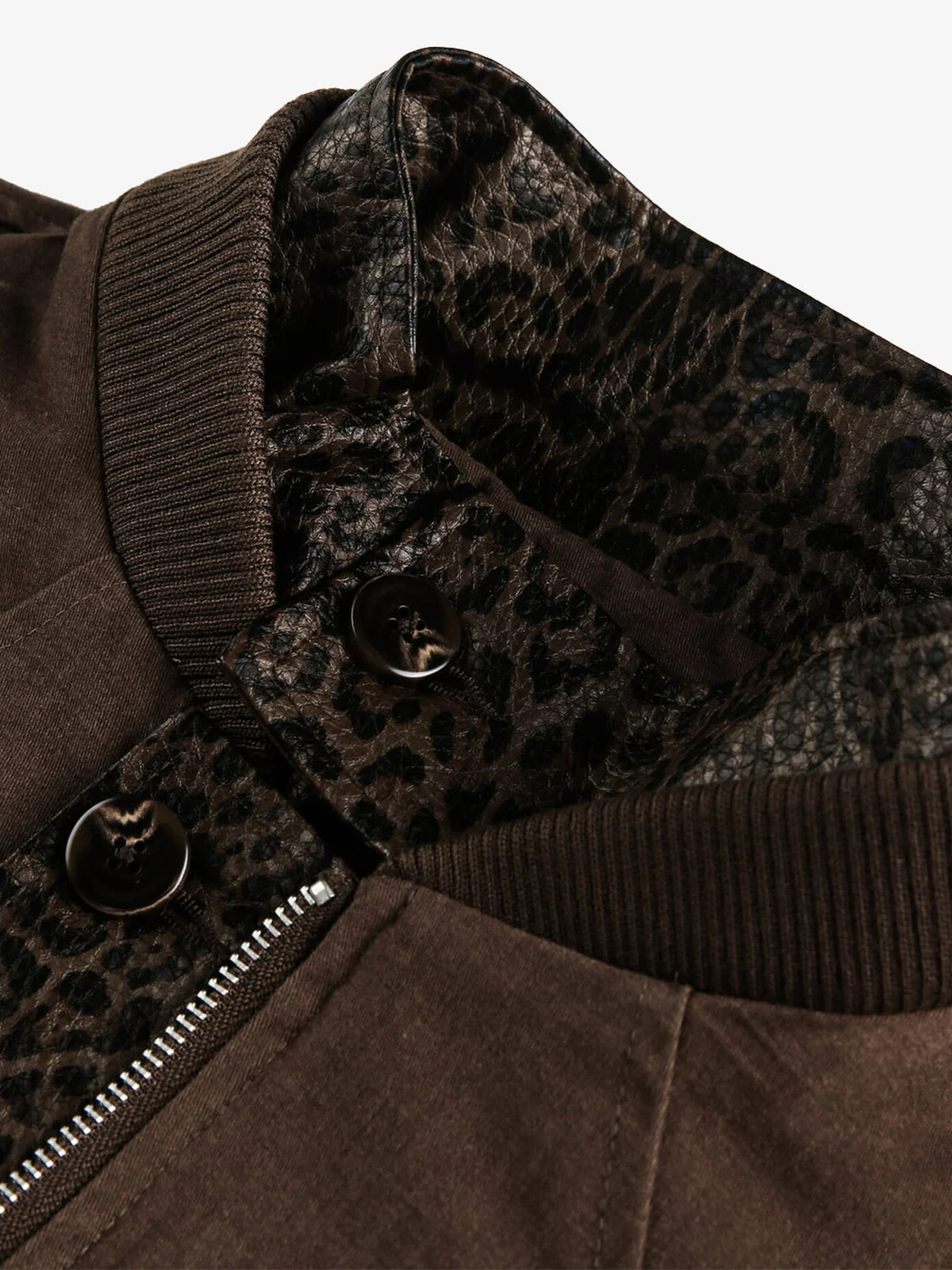 Retro Leopard PU Patchwork Faux Layered Jacket - Image 11