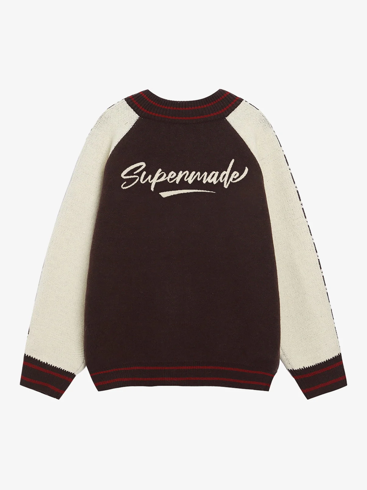 Retro Motorcycle Colorblock Knitted Zip-up Sweater Jacket - Image 10