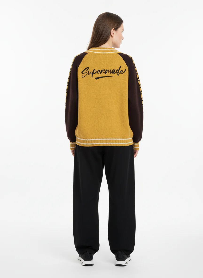 Retro Motorcycle Colorblock Knitted Zip-up Sweater Jacket - Image 7