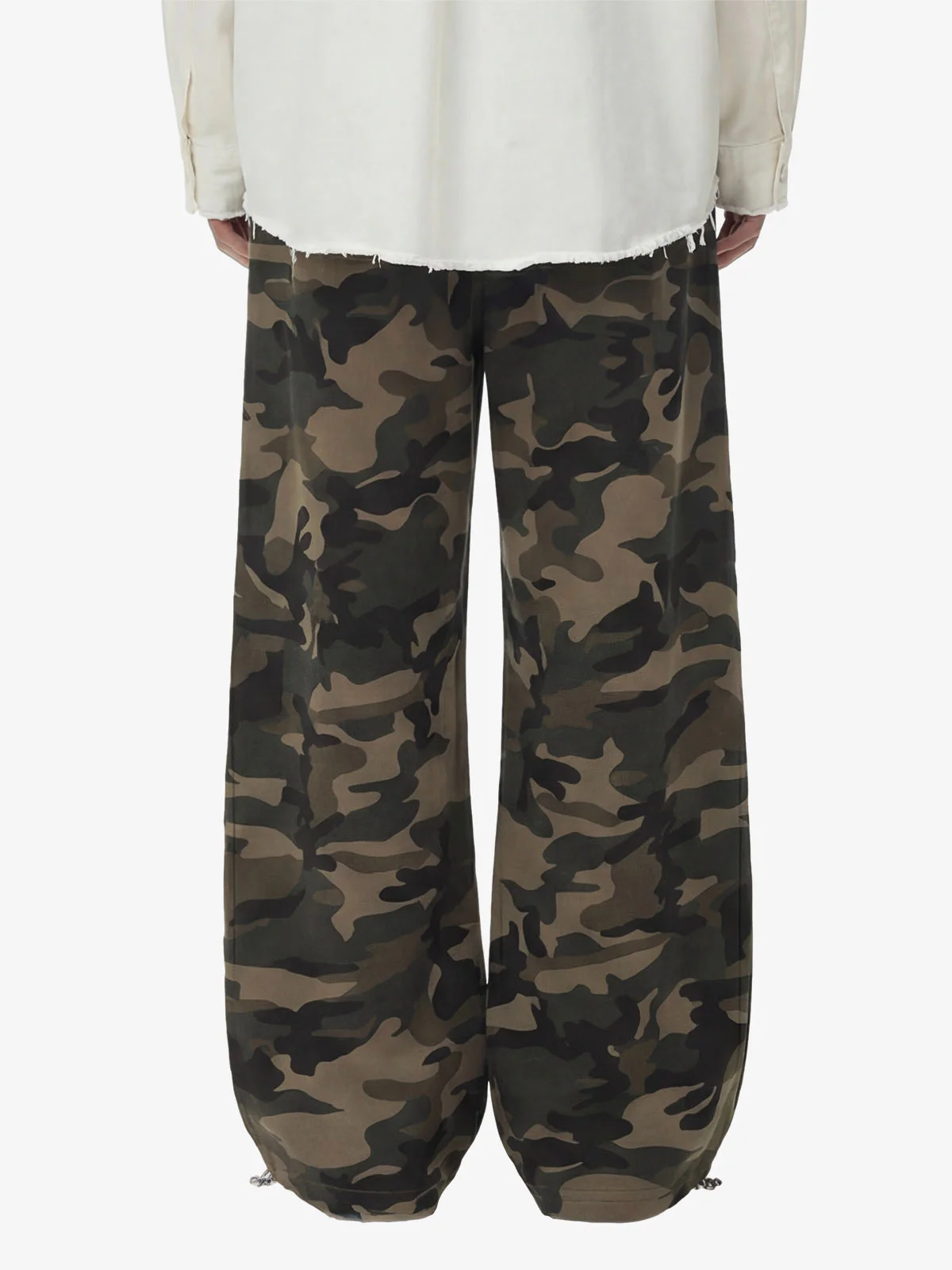 Retro Patchwork Embroidered Camouflage Barrel Pants - Image 4