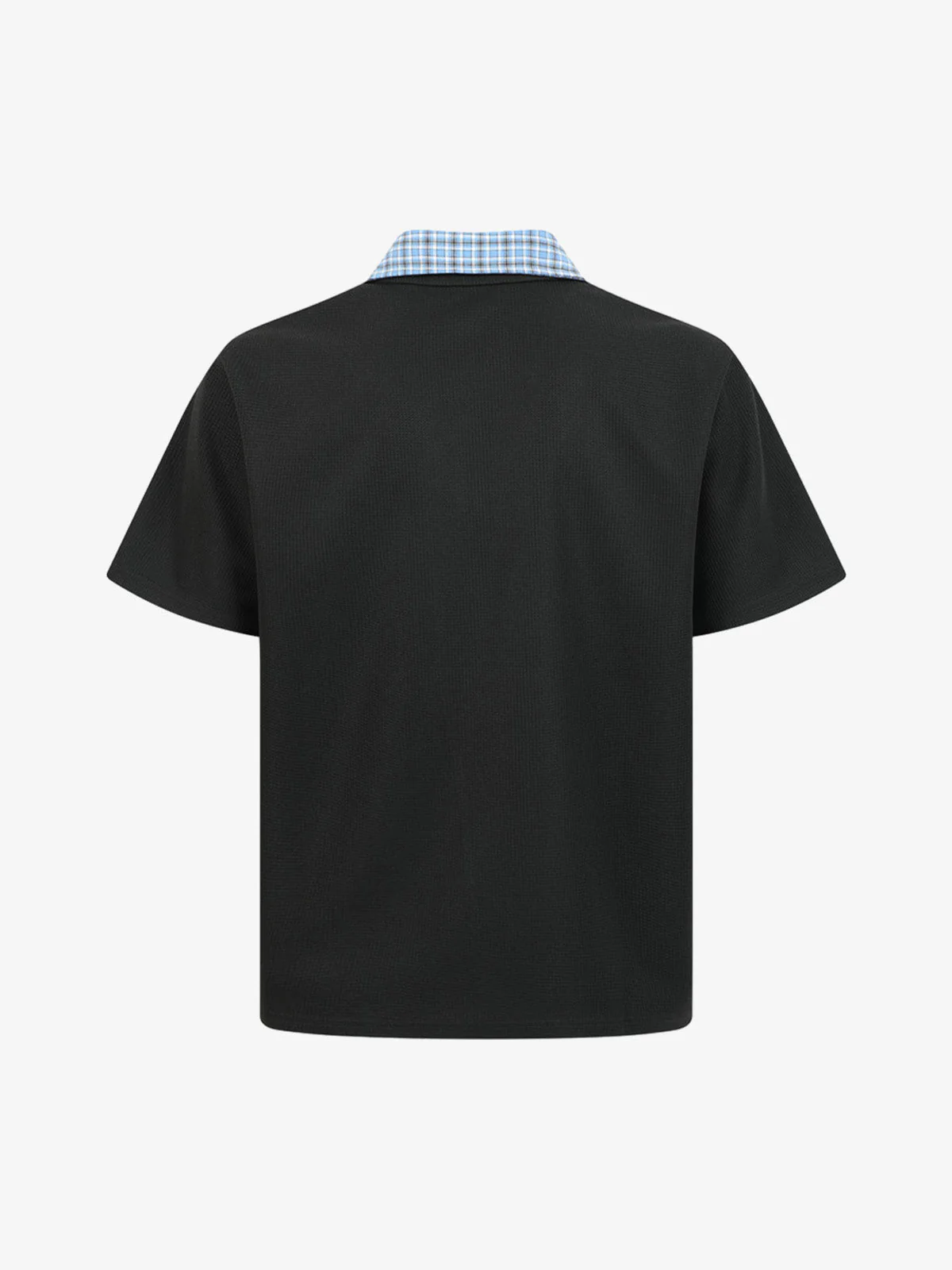 Retro Pearl Letter Plaid Collar Polo Shirt - Image 11