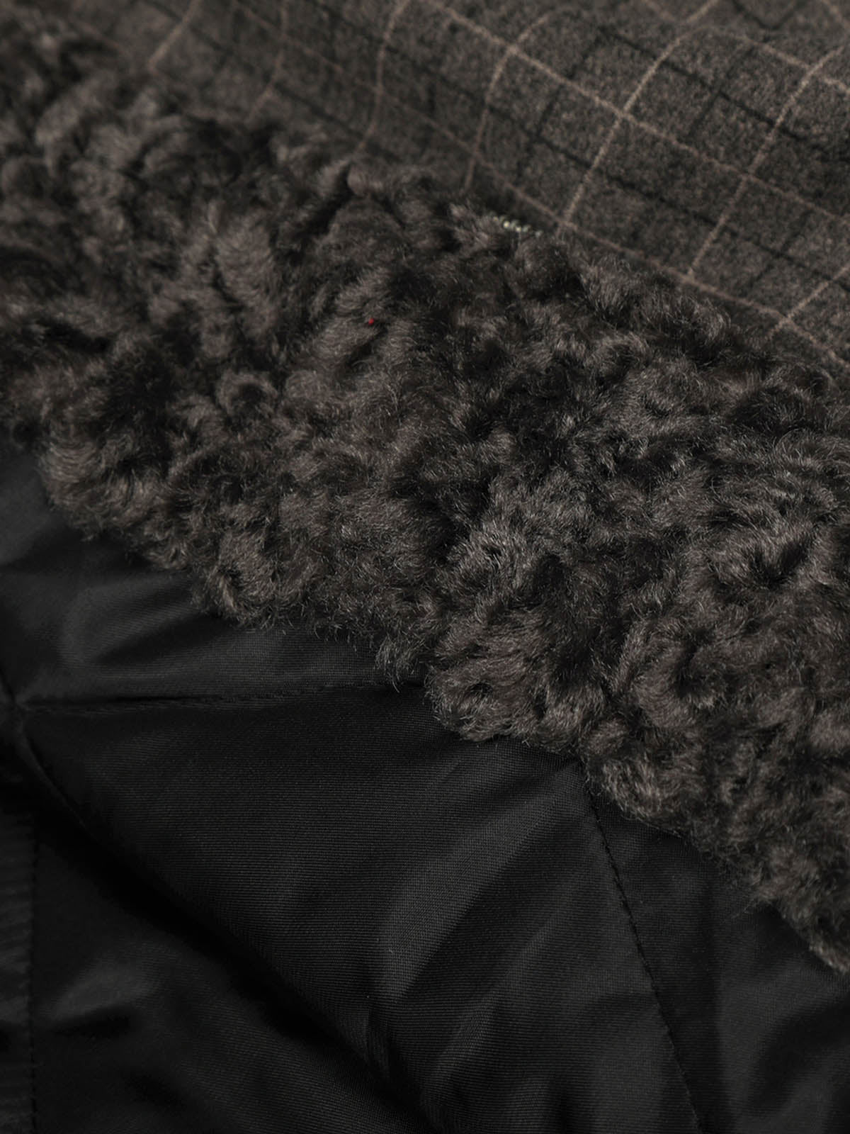 Retro Plaid Fur Collar Warm Padded Jacket - Image 10