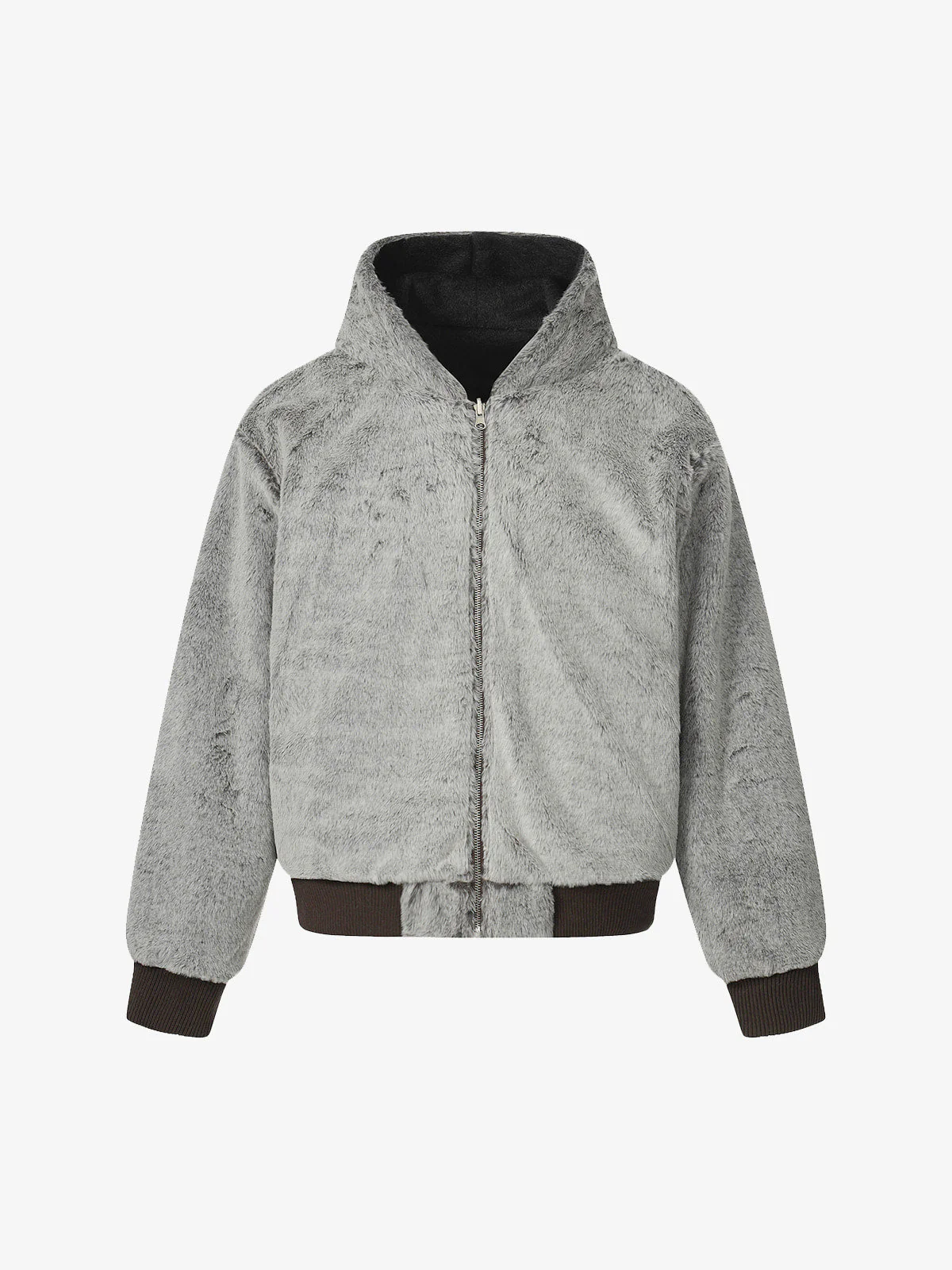 Retro Reversible Fleece Lined Zip-up Hooded Jacket - Image 10