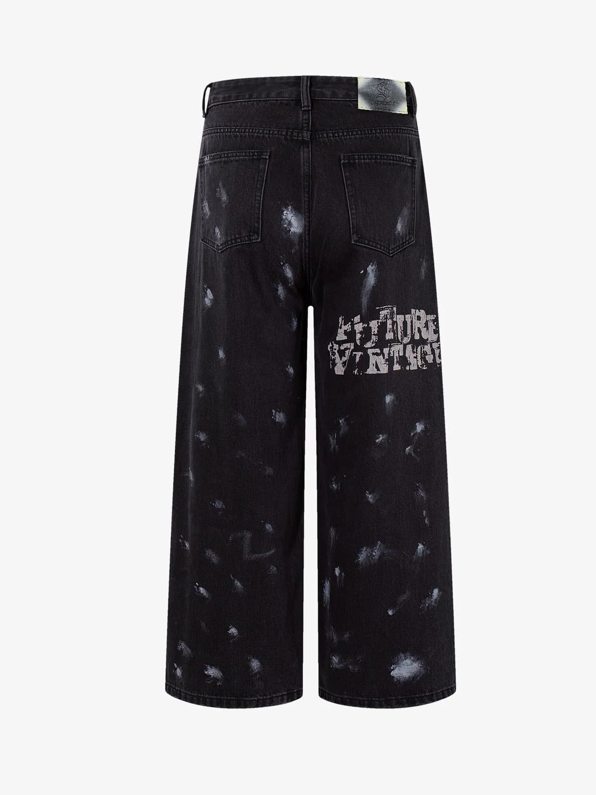 Retro Rhinestone Graffiti Washed Straight Jeans - Image 3