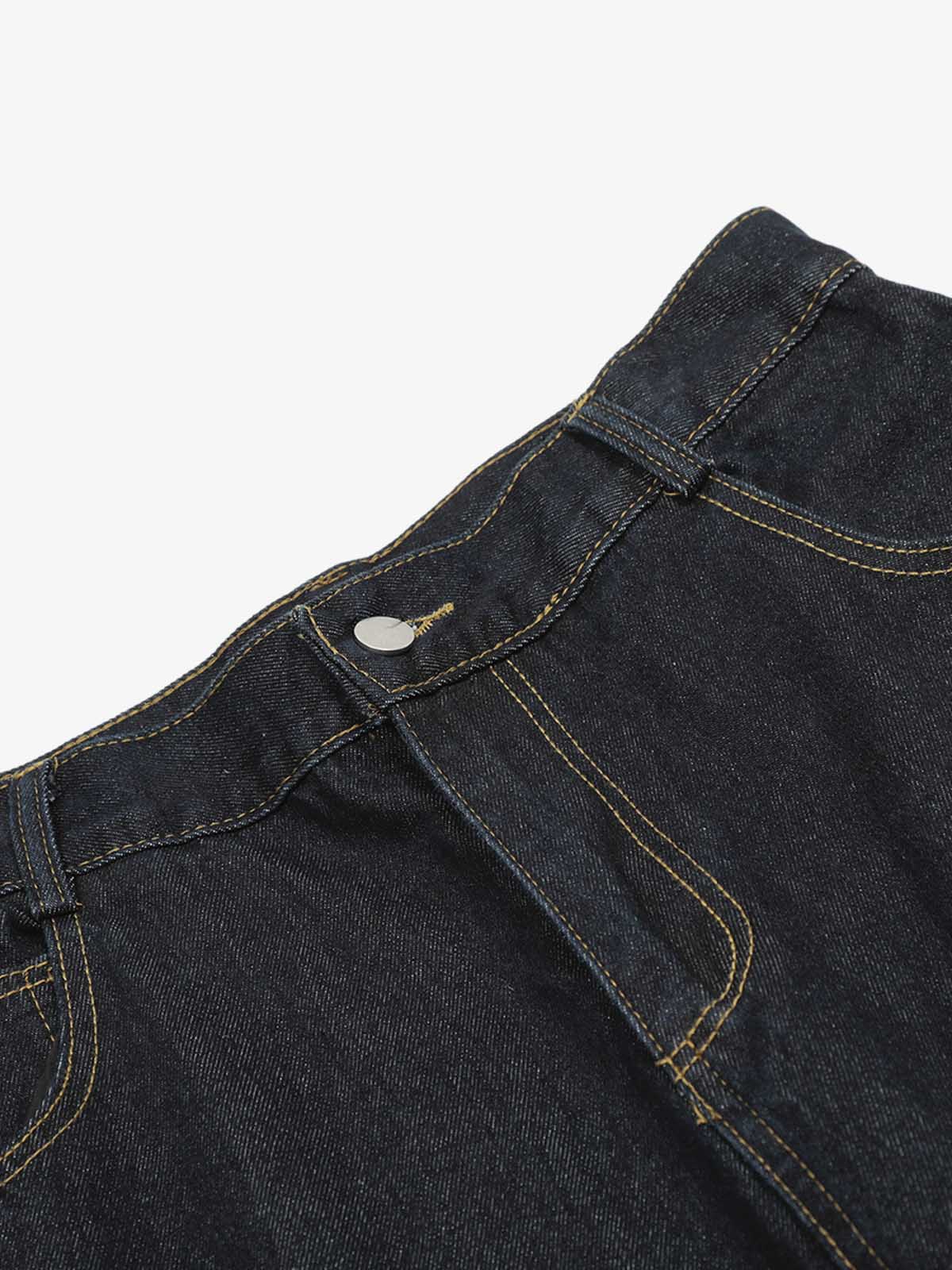 Retro Stitching Graffiti Letters Machete Jeans - 2498 - Image 5