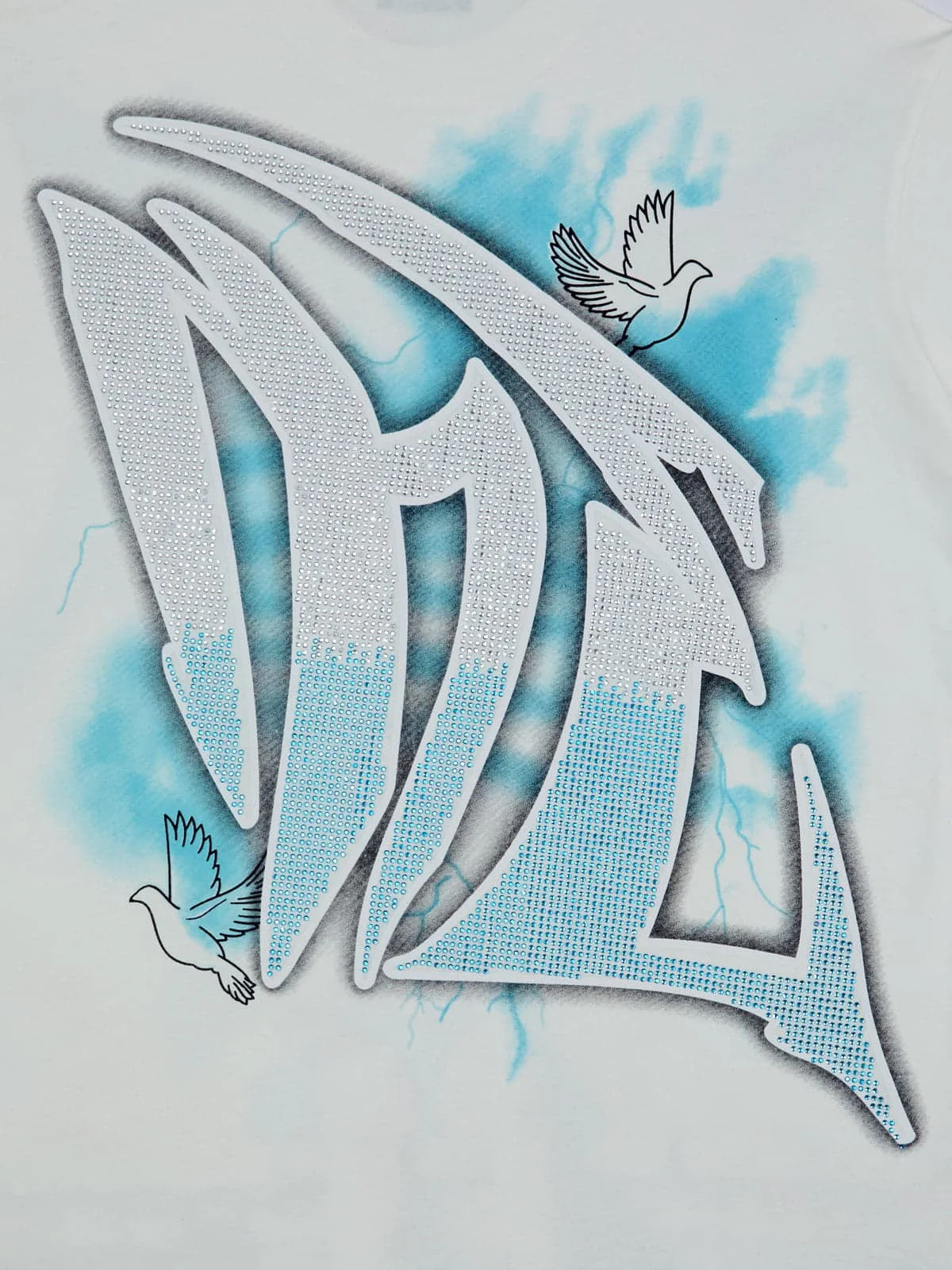 Retro Street Peace Dove Angel Rhinestone T-Shirt - Image 11