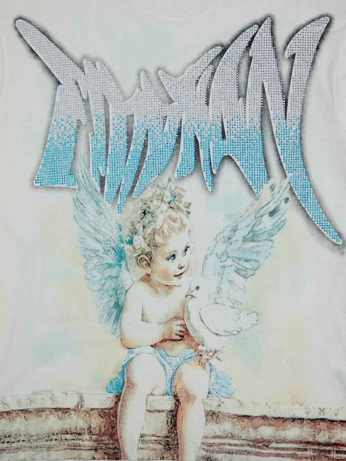 Retro Street Peace Dove Angel Rhinestone T-Shirt - Image 9