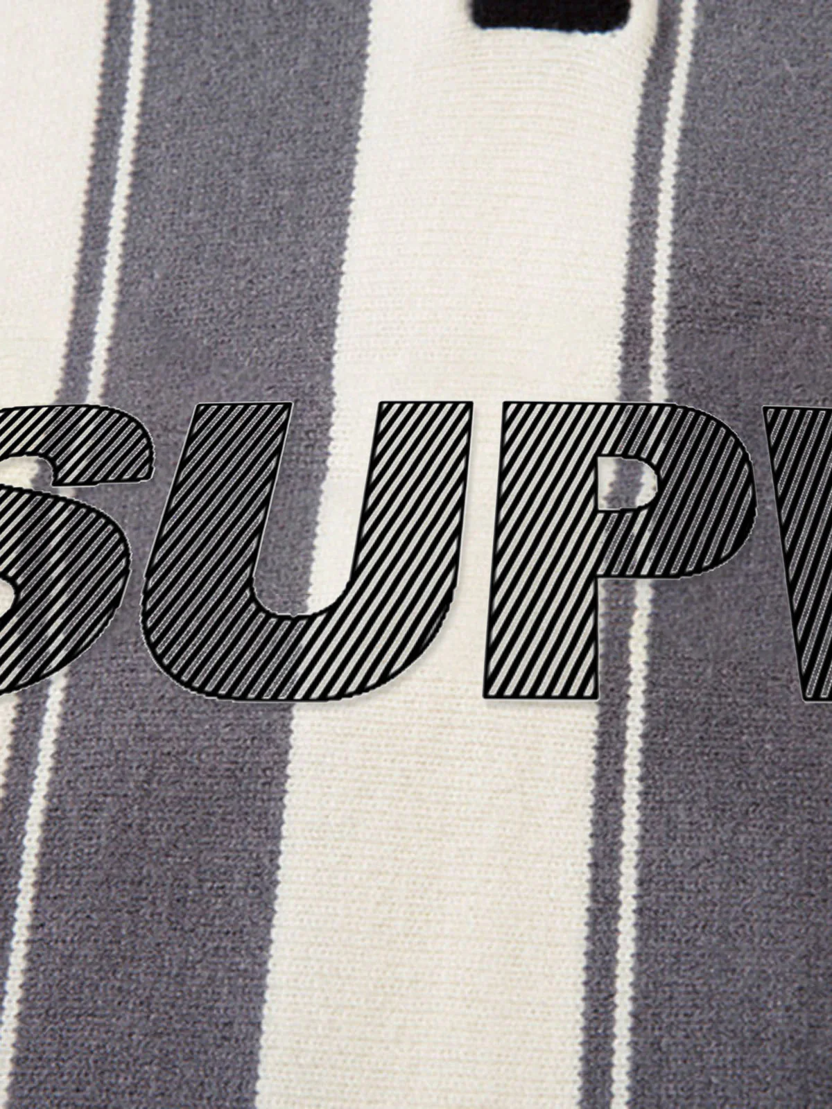 Retro Striped Polo Collar Sports Jersey Knit Sweater - Image 12