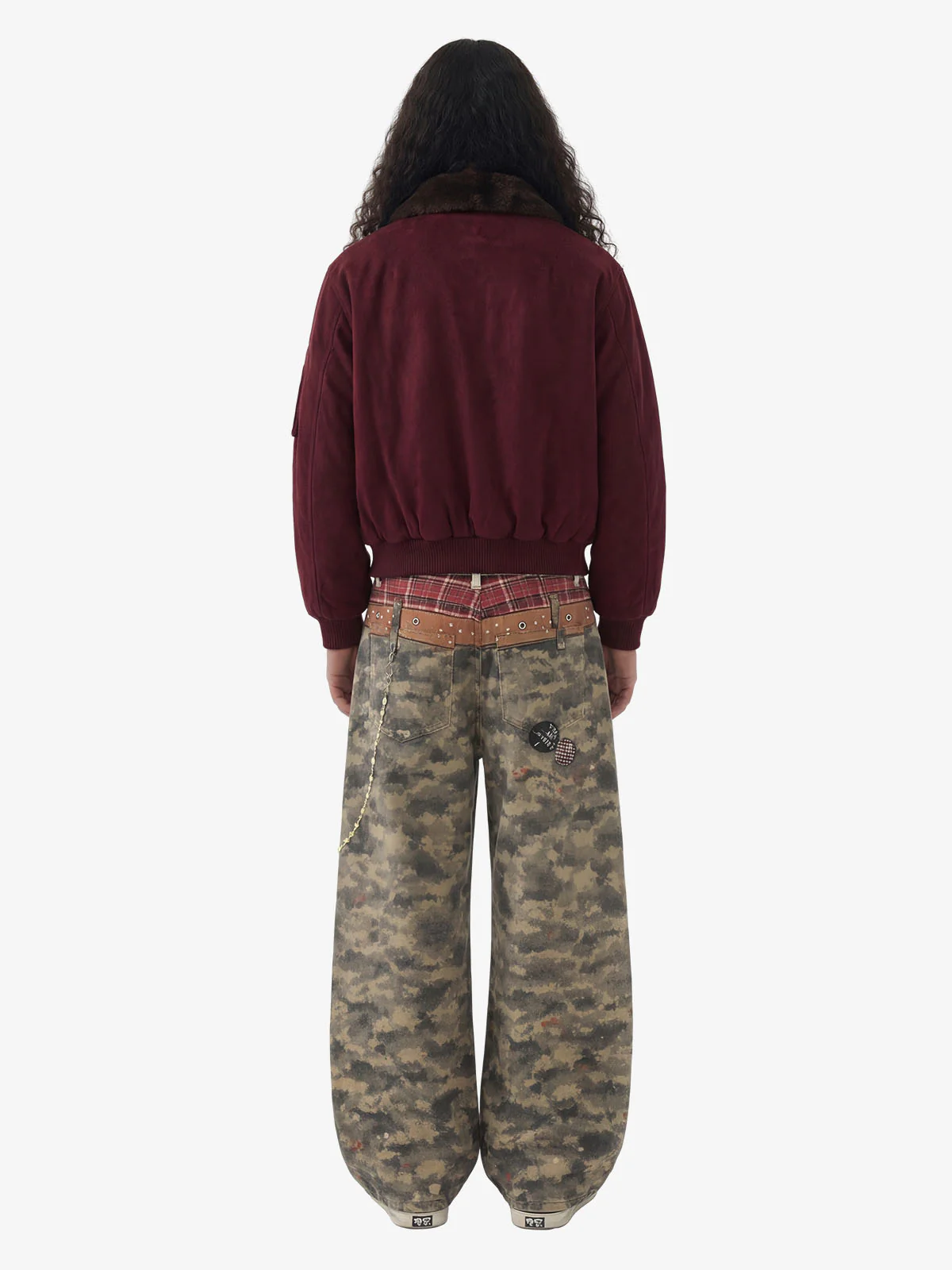 Retro Suede Faux Fur Collar Fleece Lined Bomber Jacket - Image 9