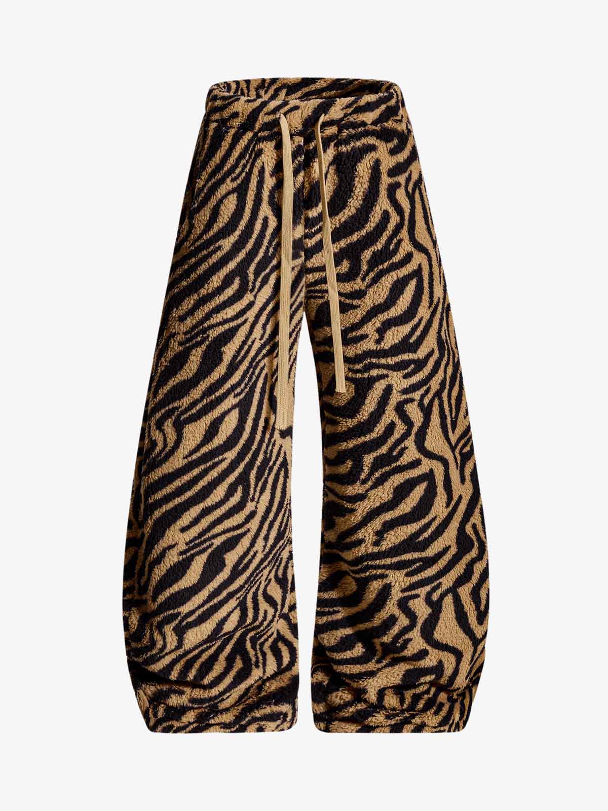 Retro Zebra Print Wide-Leg Lounge Barrel Pants - Image 2
