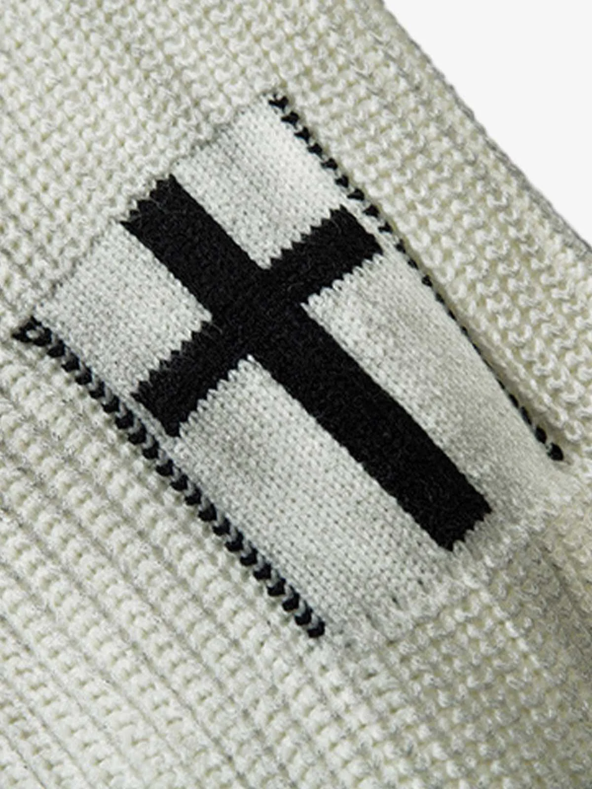 Ribbed Knit Dirty Dyed Embroidery Cross Sweater - 2465 - Image 10