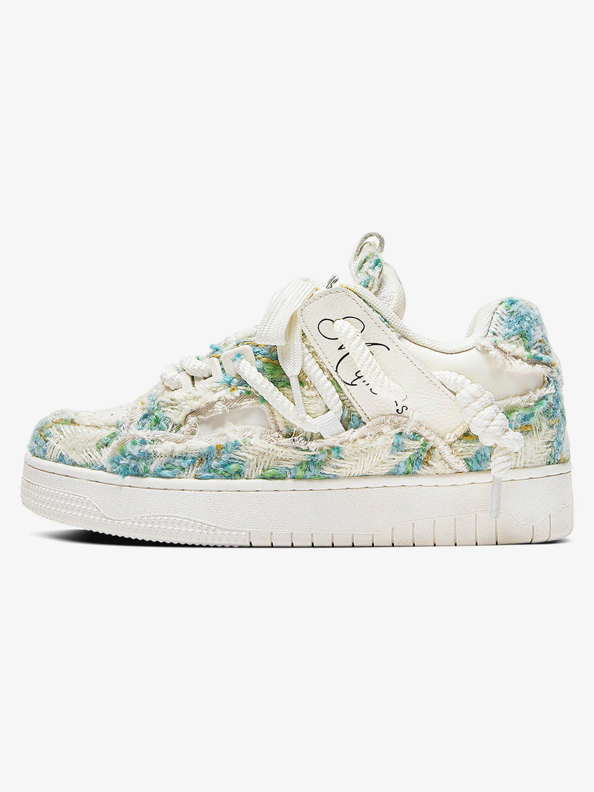 Rubber Sole Contrast Color Destruction Tassel Sneakers - 2356 - Image 2