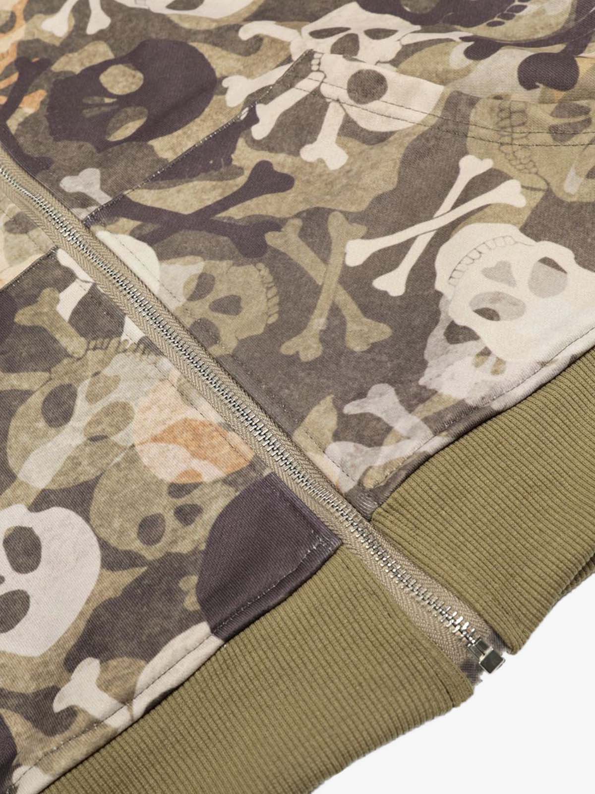 Skull Camouflage Fur Collar Hot Diamond Hooded Jacket - 2507 - Image 9