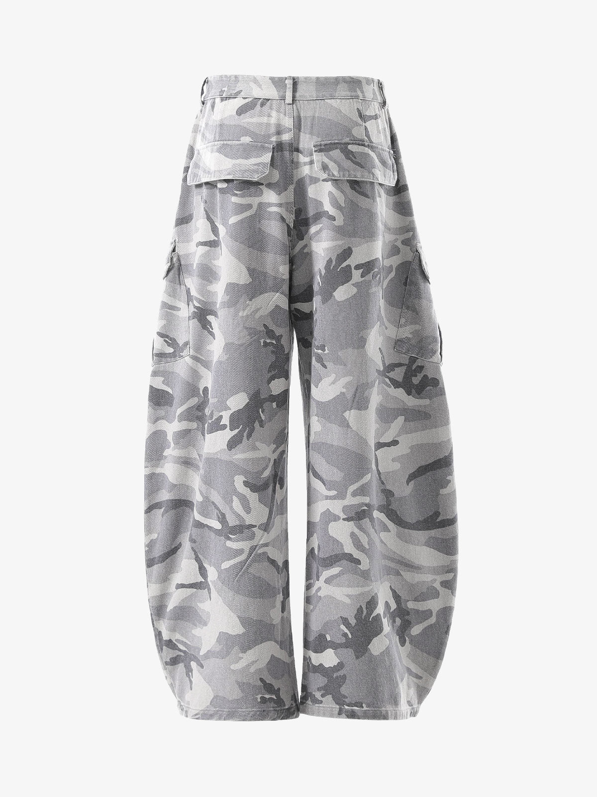 Woven Snow Camouflage Machete Wide-Leg Cargo Barrel Pants - Image 8