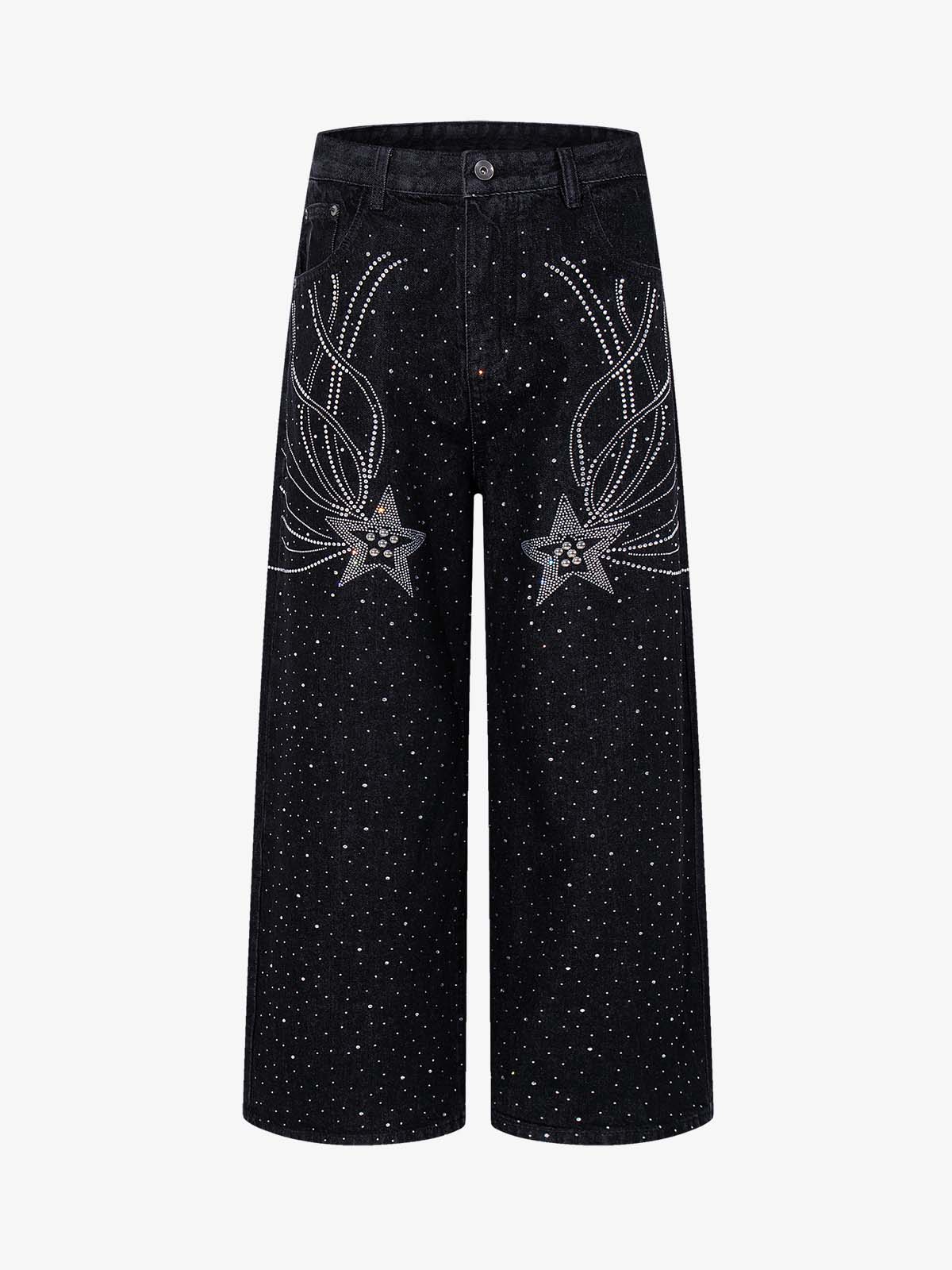 Star Rhinestone Embellished Baggy Jeans - Image 2