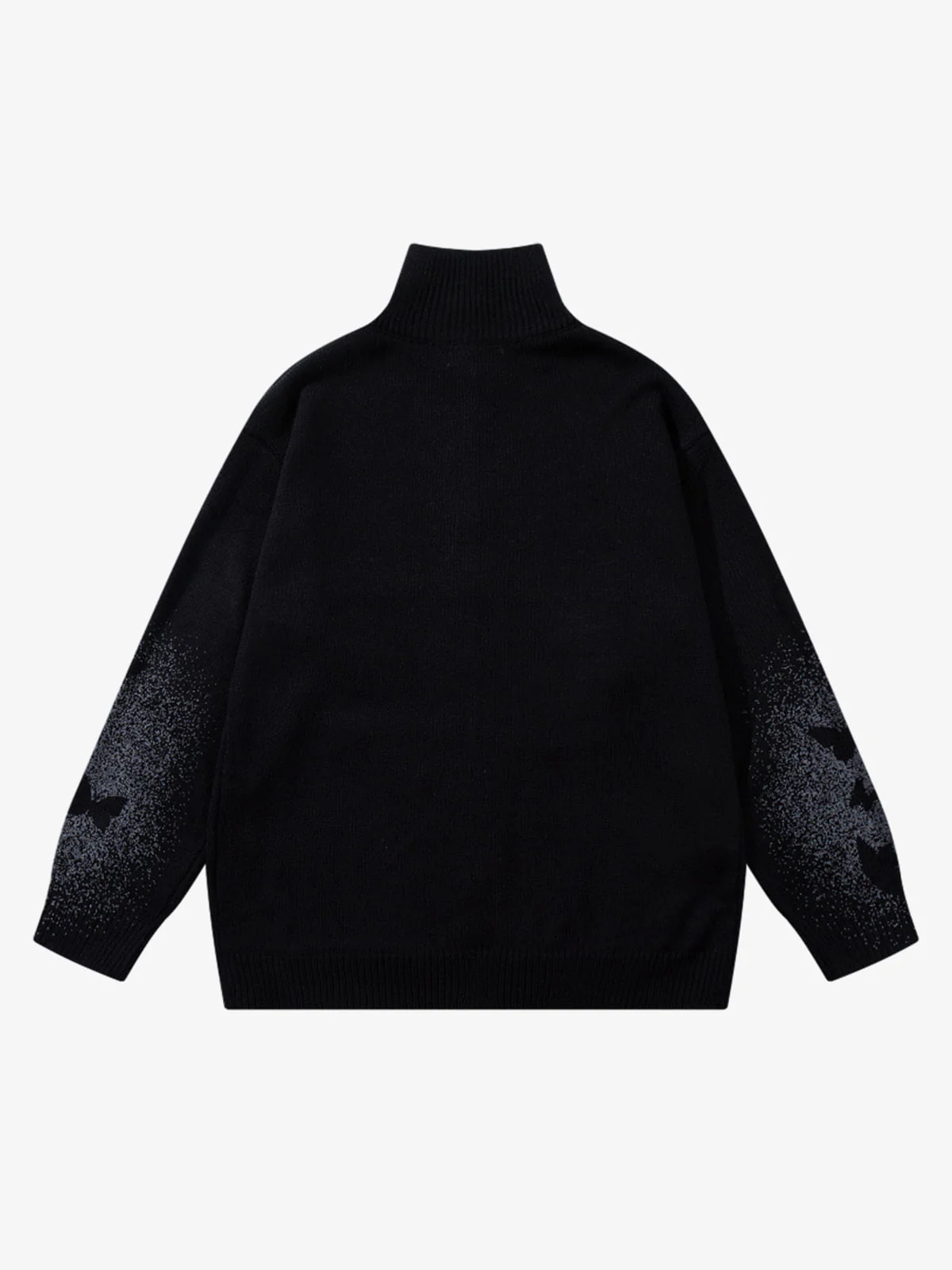 Street Dark Phantom Butterfly Stand-Collar Knit Cardigan Sweater - Image 10
