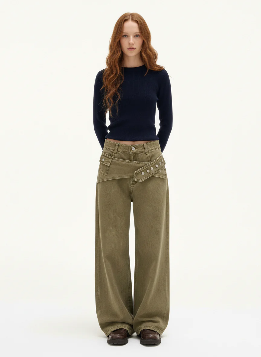Street Detachable Belt Baggy Pants - Image 3
