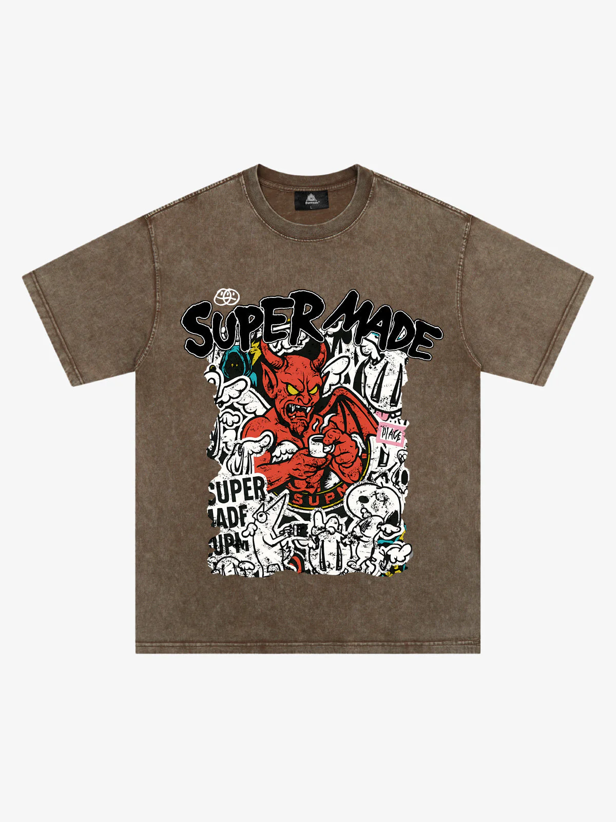 Street Devil Collage Pattern T-shirt - Image 3