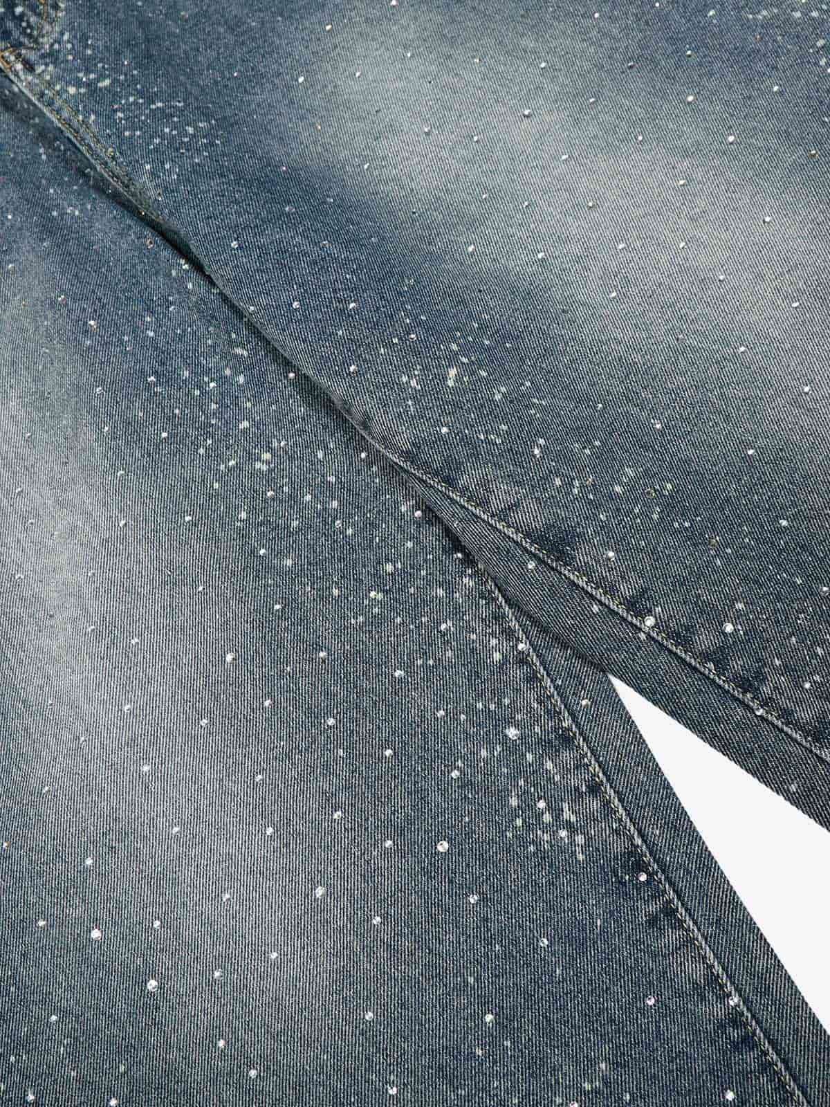 Street Distressed Washed Diamond Patch Jeans - Image 6