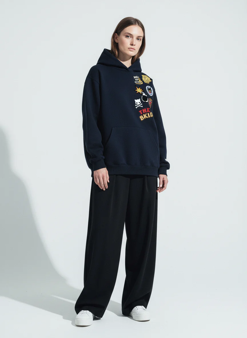 Street Embroidered Letter Badge Hoodie - Image 3