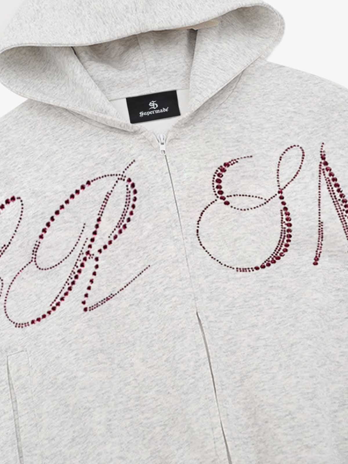 Street Hip-Hop Rhinestone Cropped Hooded Sweatshirt - Image 10