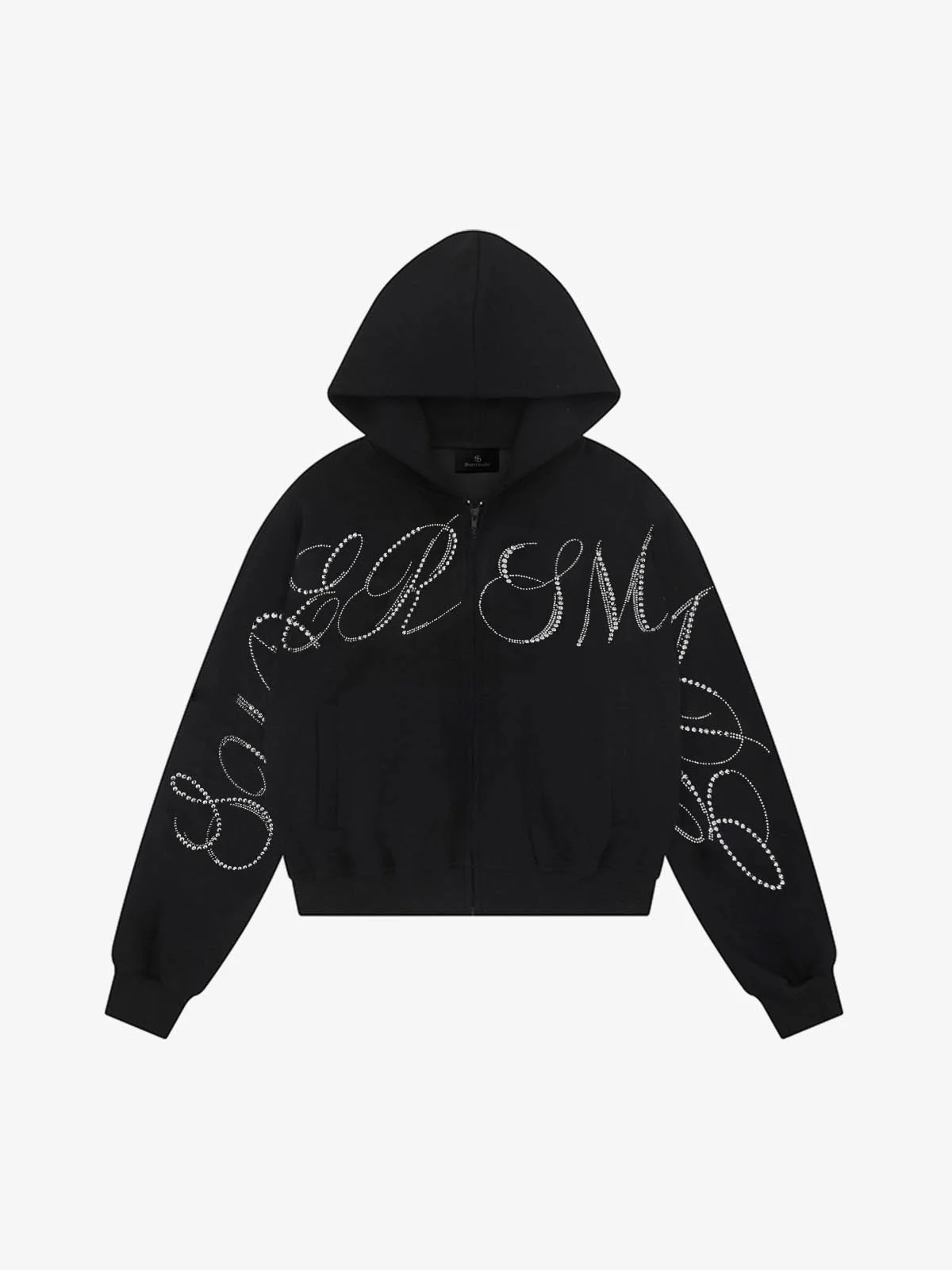 Street Hip-Hop Rhinestone Cropped Hooded Sweatshirt - Image 2