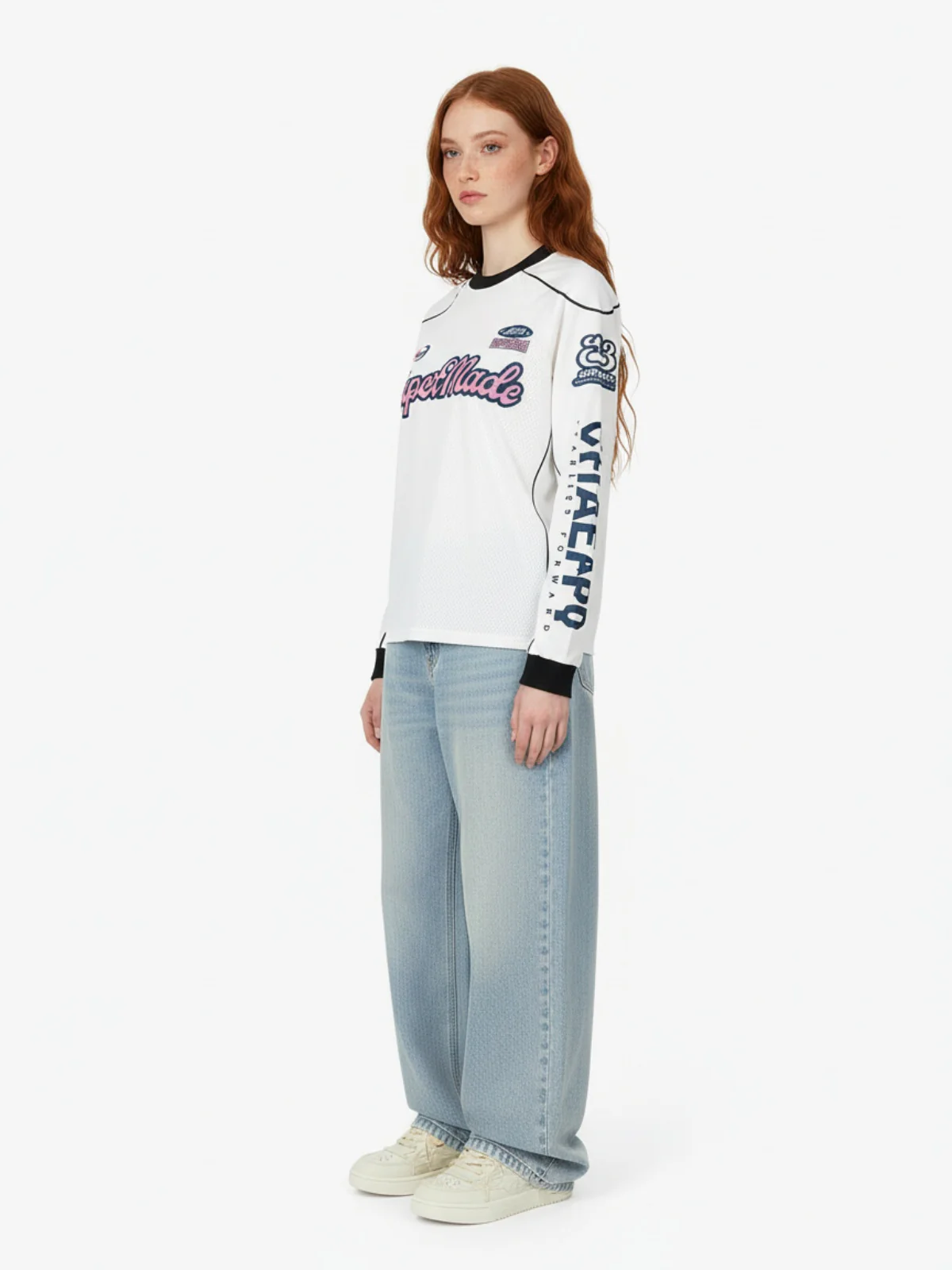 Supermade Jersey Graffiti Letter Long Sleeve T-Shirt - Image 5