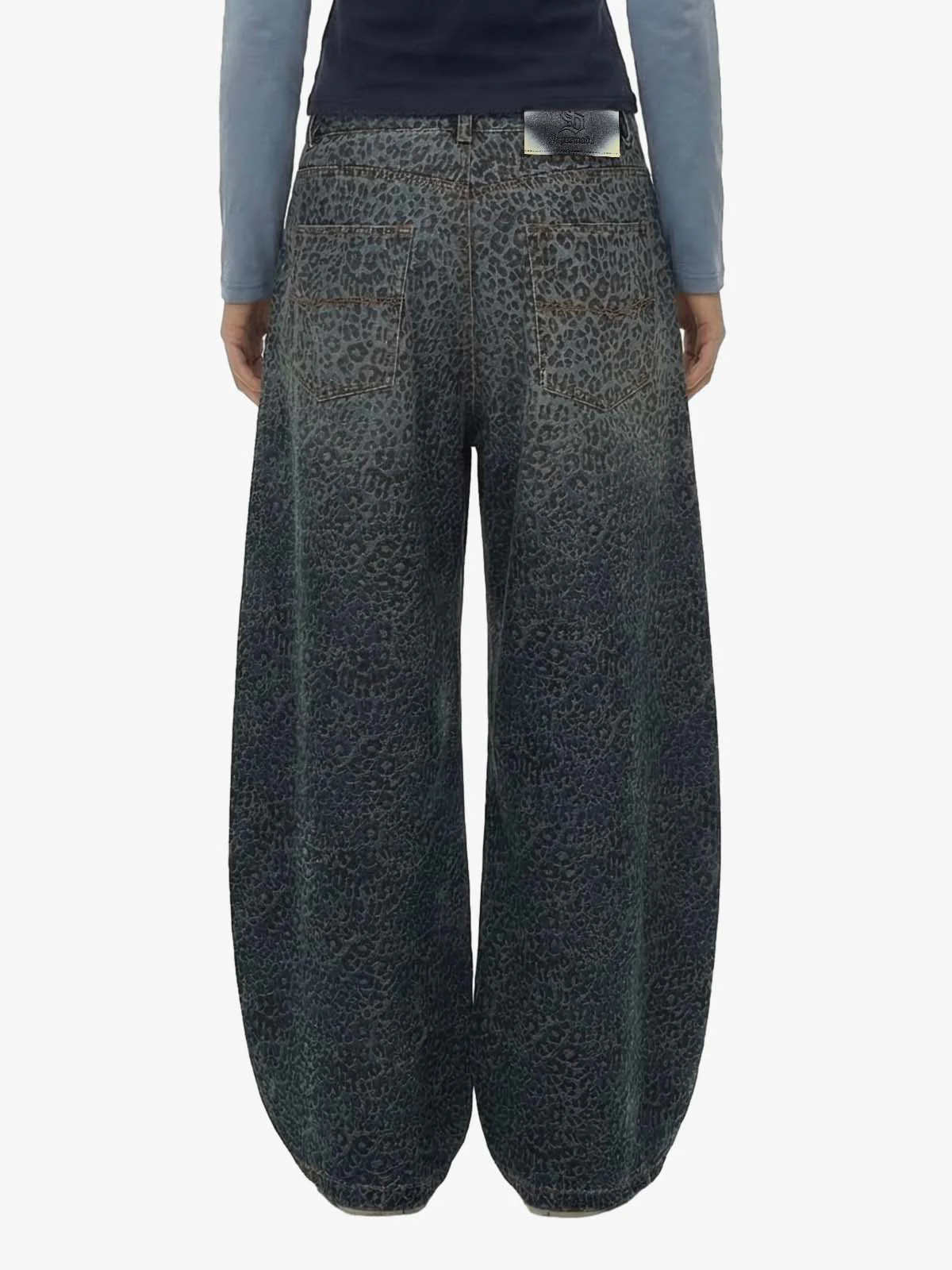 Denim Street Leopard Print Barrel Jeans - 2458 - Image 3