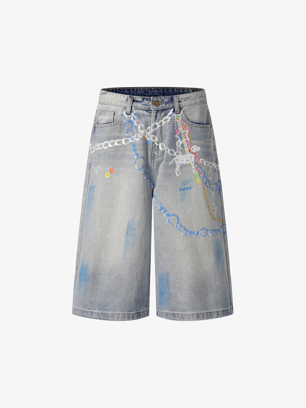 Street Painting Graffiti Denim Jorts - 2476 - Image 5