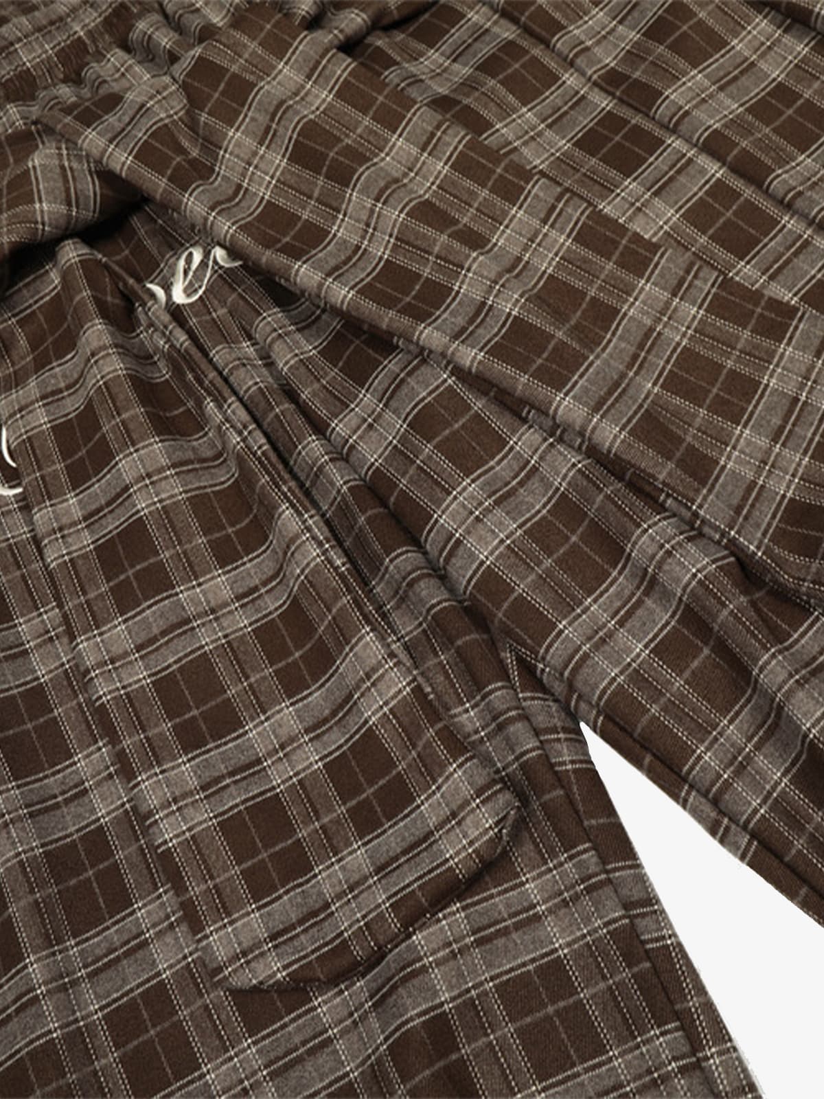 Street Pleated Waistband Plaid Check Barrel Pants - Image 6