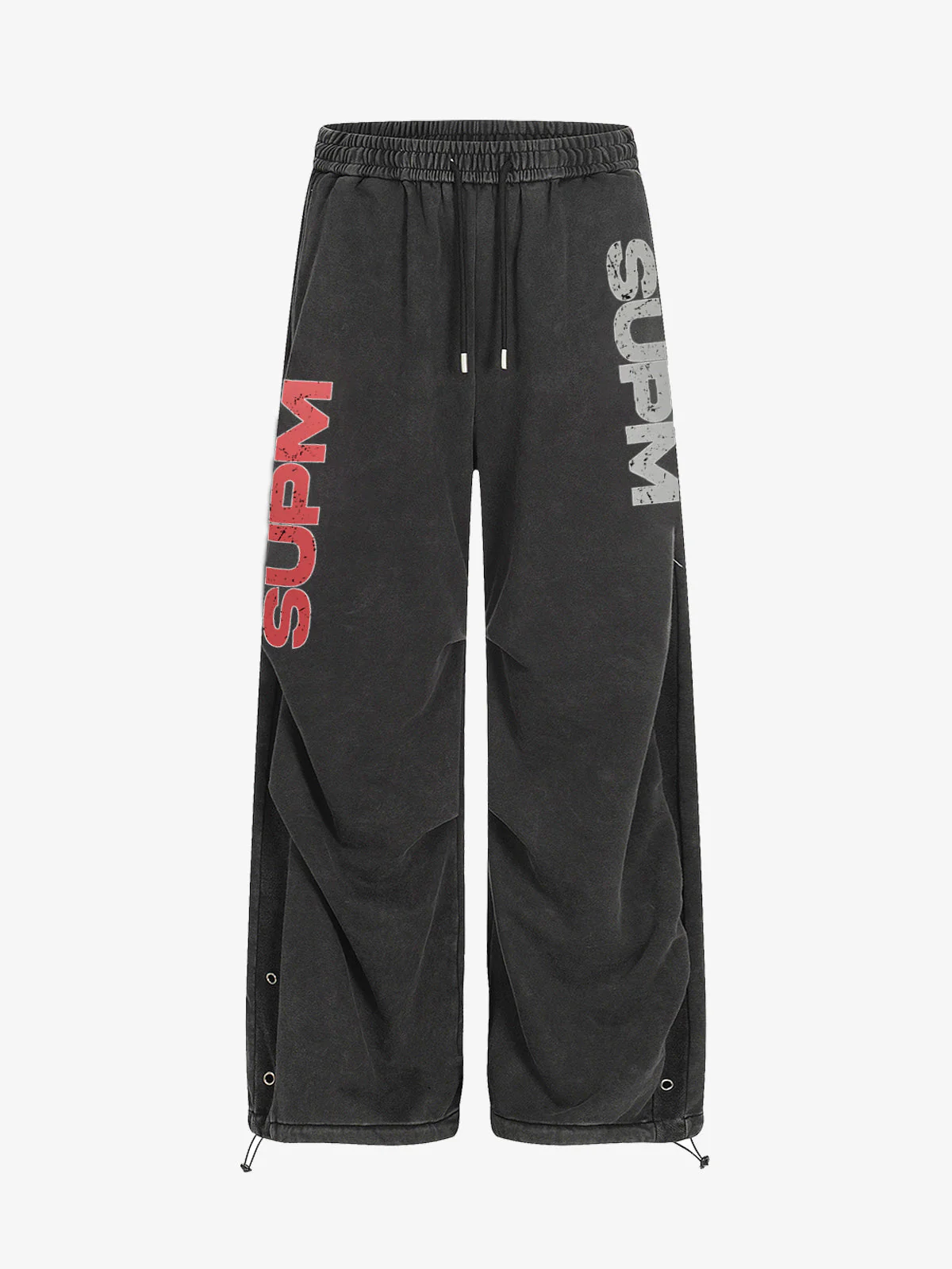 Street Washed Mottled Rivet Letter Print Baggy Sweatpants - Image 3