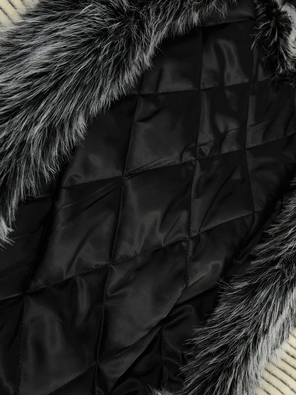 Striped Knit Faux Fur Lined Zip Up Hoodie - Image 9
