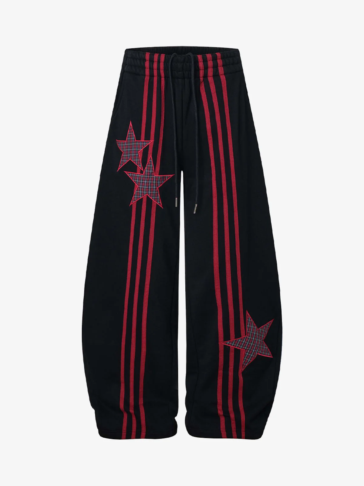 Striped Patchwork Star Embroidered Barrel Sweatpants - Image 3